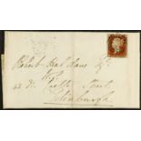 GB.QUEEN VICTORIA 1843 (1 Nov) EL to Edinburgh bearing 1d red-brown imperf with 4 margins (close one