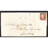 IRELAND 1841 (28 Jun) EL from Ballakelly to London bearing 1d red-brown from 'black plate' 11 with 4