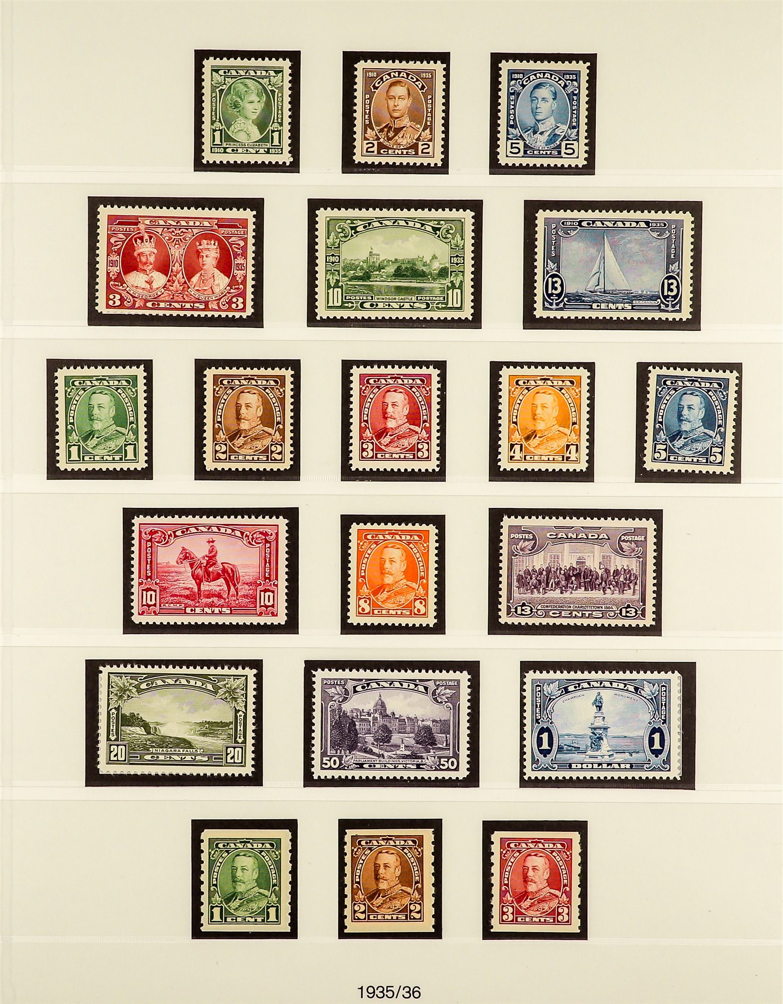 CANADA 1911 - 1936 MINT / NEVER HINGED MINT COLLECTION of around 150 stamps on hingeless pages, - Image 3 of 9