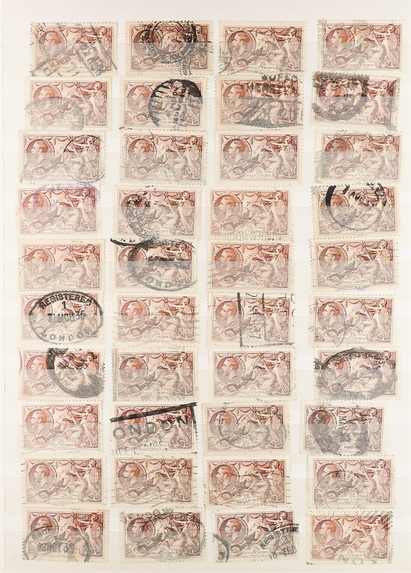 GB.GEORGE V 1934 RE-ENGRAVED SEAHORSES approx 600 used examples - 2s6d browns (440+), 5s rose- - Image 2 of 16