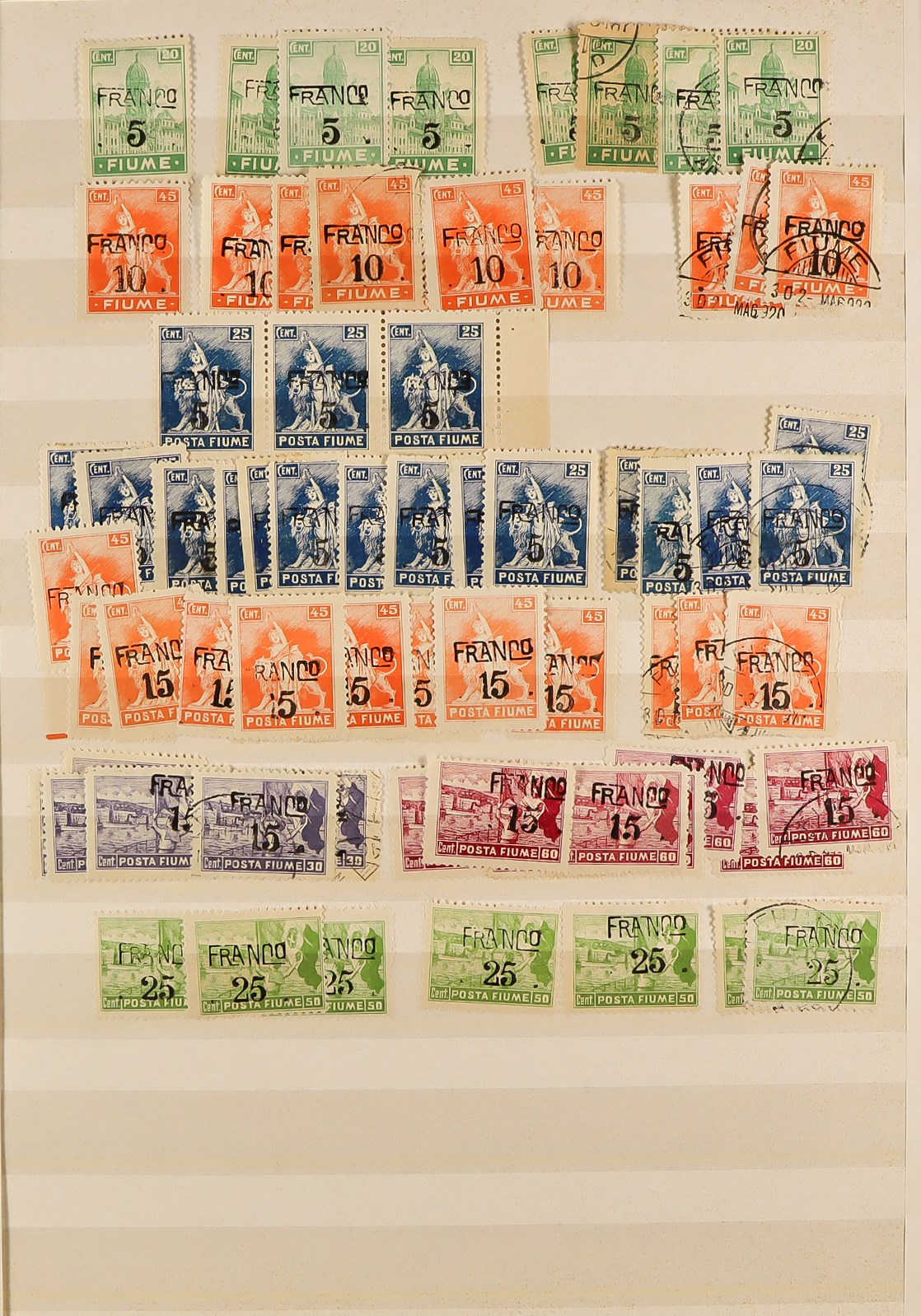 FIUME 1918 - 1924 ACCUMULATION of around 1500 mint & used stamps in stockbook, various overprints on - Image 5 of 29
