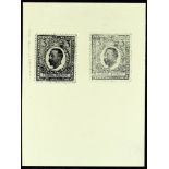 GB.GEORGE V DOWNEY HEAD - HALF TONE ESSAY small format 3d two impressions in deep grey-black and