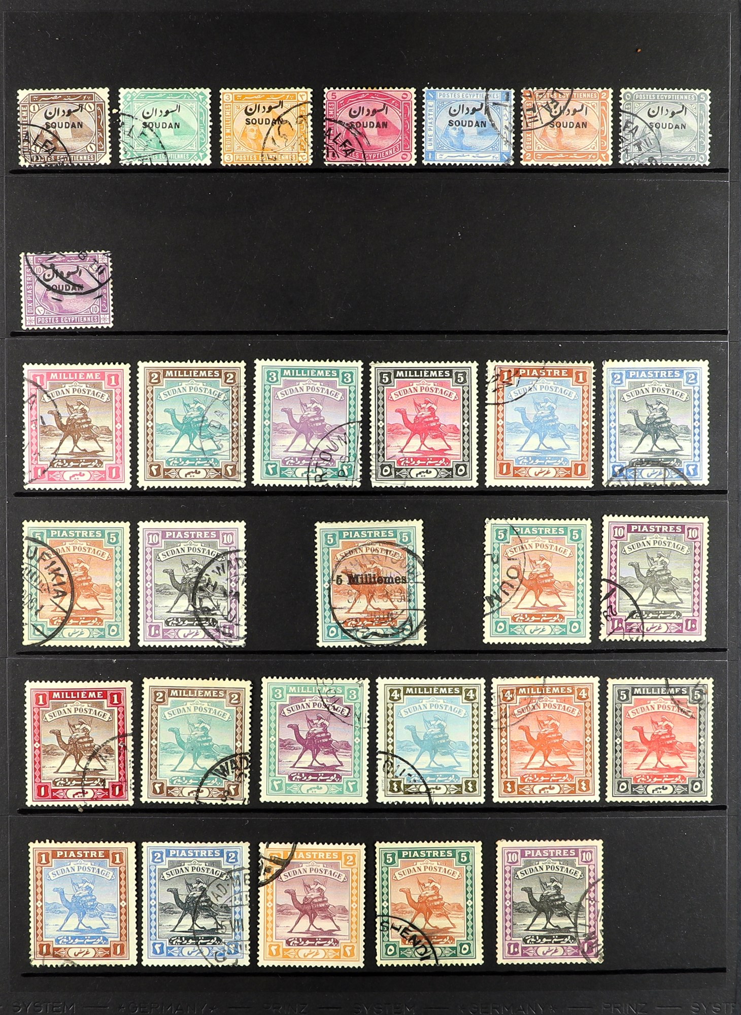 SUDAN 1897 - 1961 FINE USED COLLECTION of 150+ stamps on protective pages, includes the 1897,