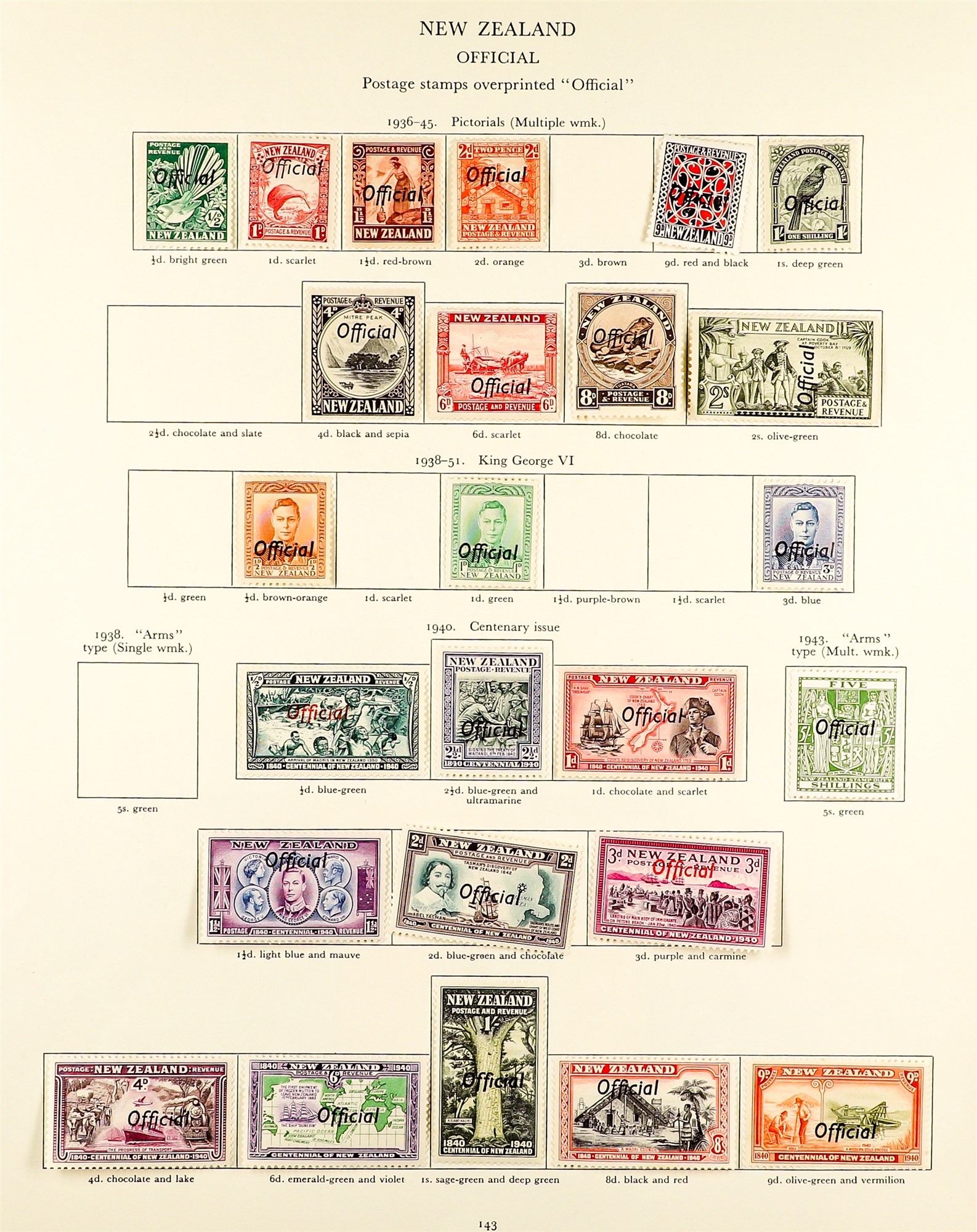 NEW ZEALAND 1936 - 1947 MINT COLLECTION, MUCH 'BACK OF THE BOOK' complete for the regular postal - Image 6 of 7