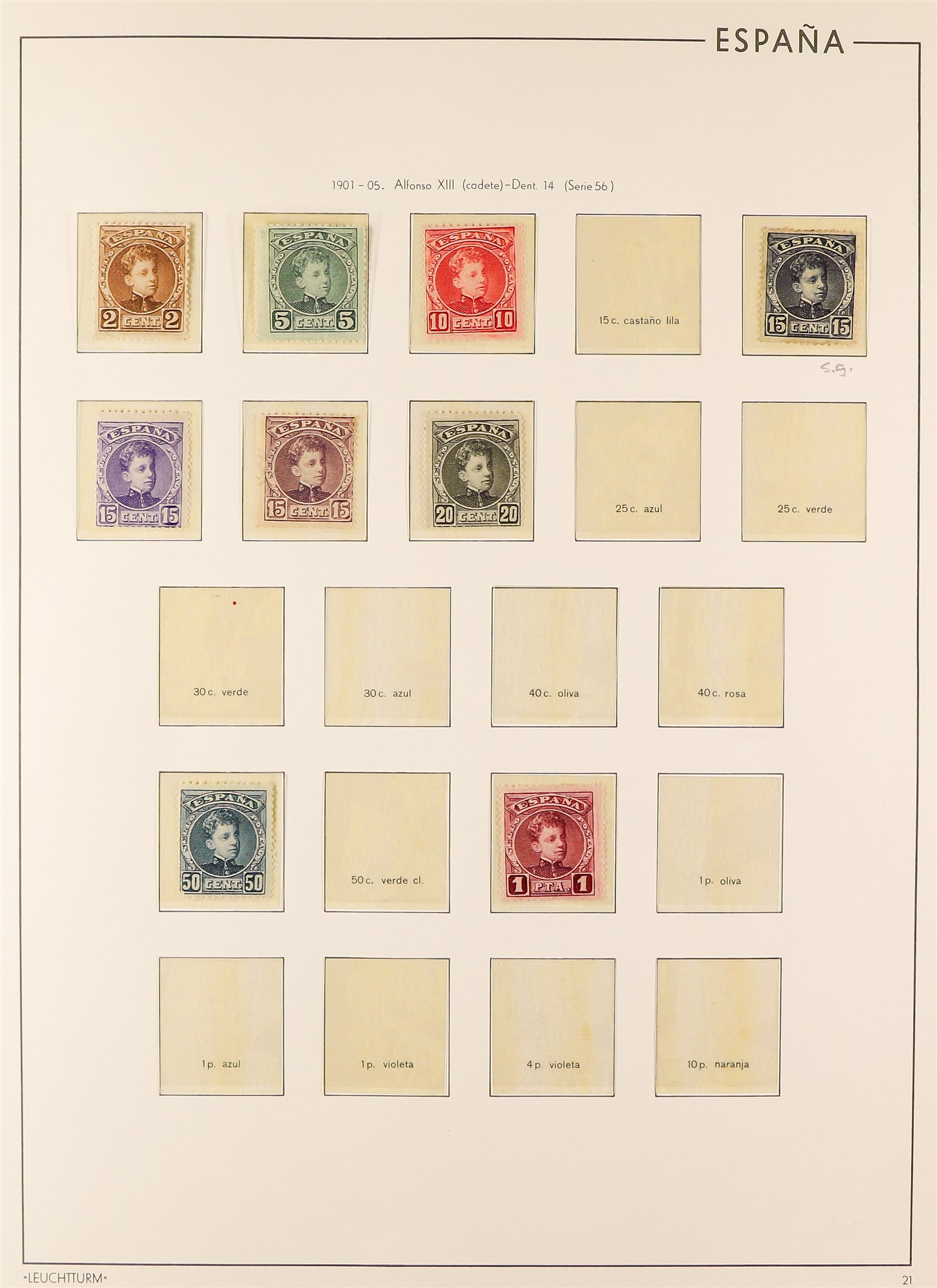 SPAIN 1901 - 1916 COLLECTION of 49 mint stamps on Davo Espana hingeless album pages, cat €1347. - Image 2 of 5