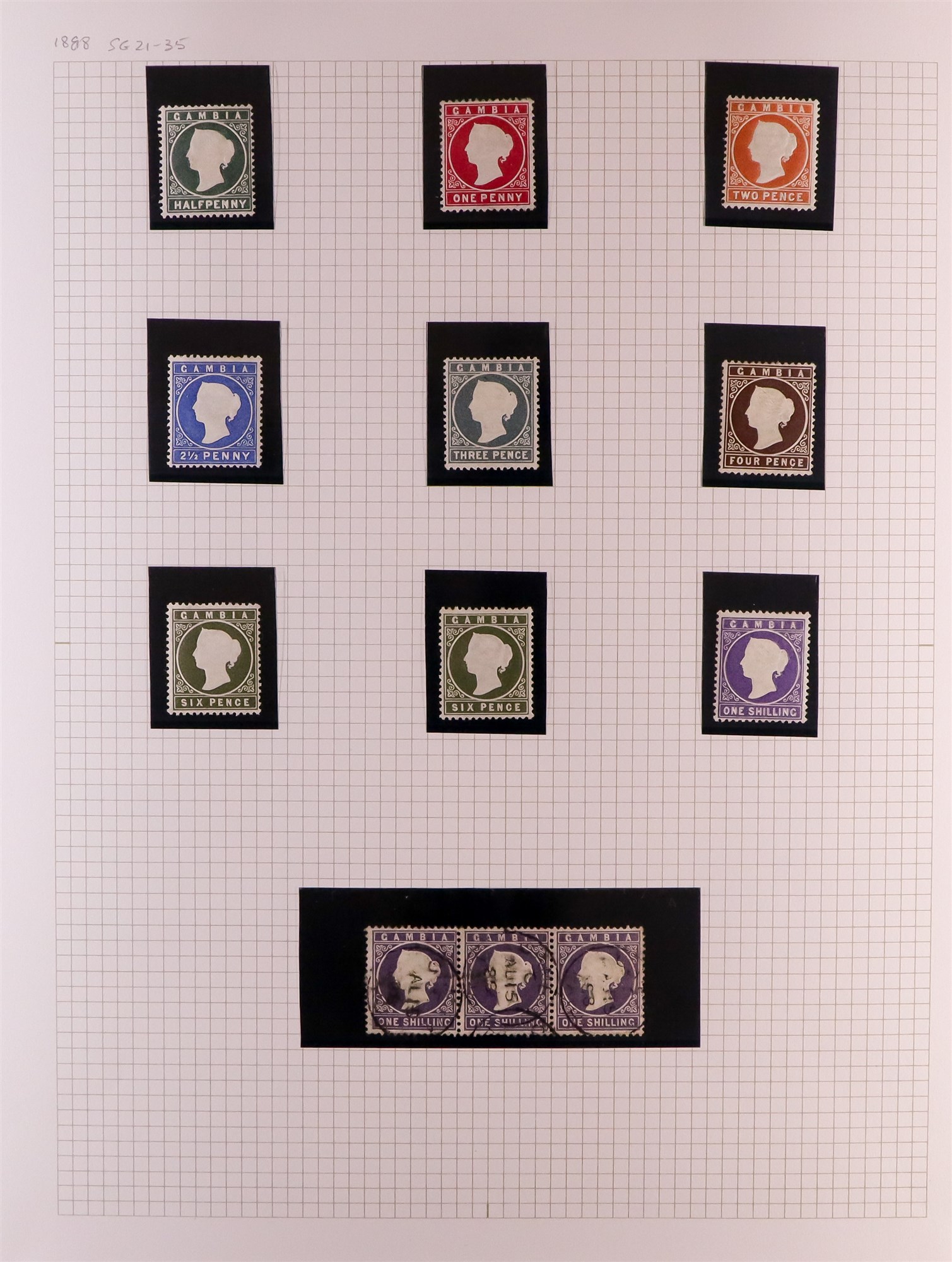 GAMBIA 1880 - 1935 COLLECTION incl. various Cameo issues mint, 1s violet used strip 3, 1902-05 set - Image 4 of 15