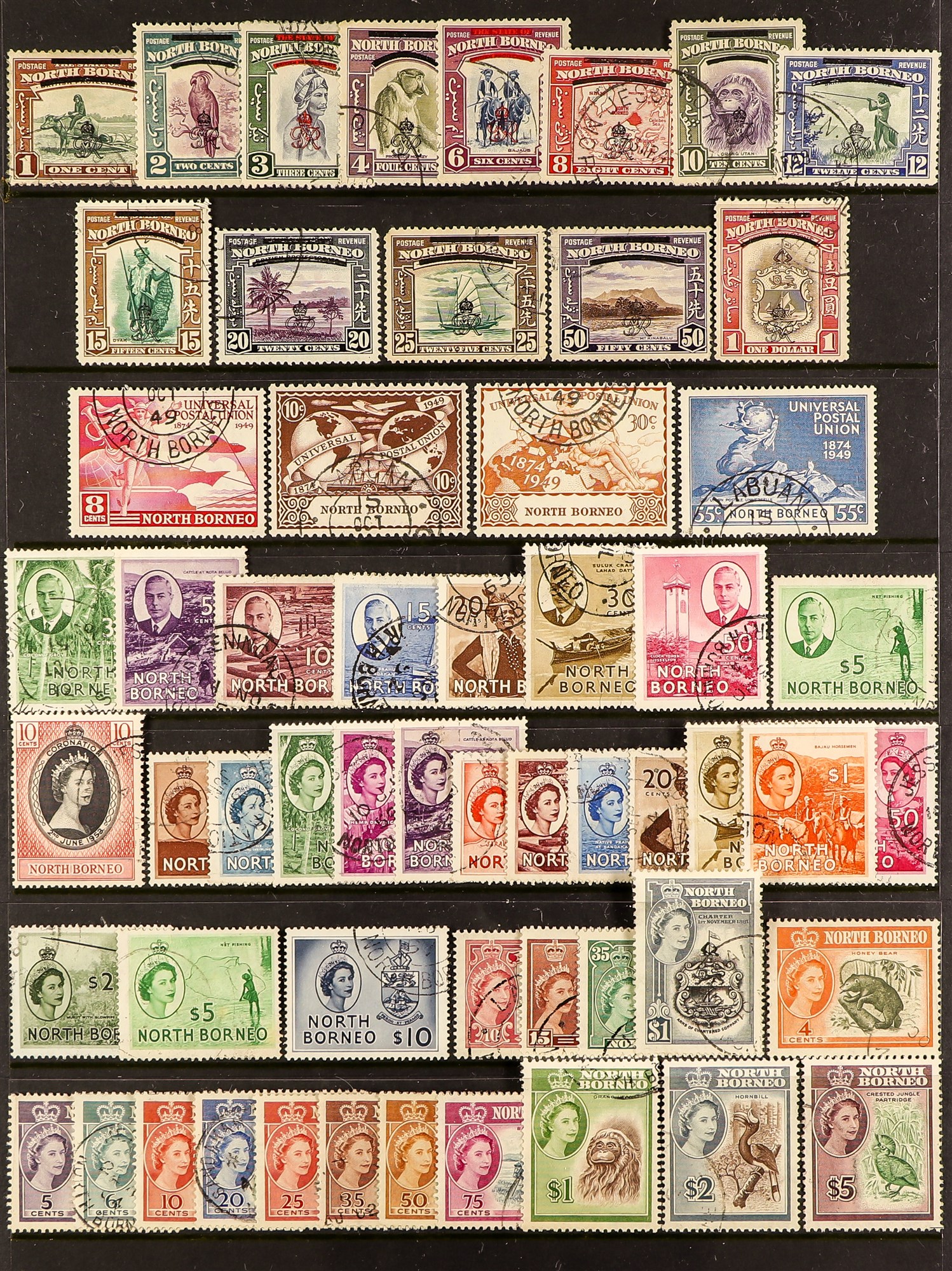 NORTH BORNEO 1894 - 1961 USED COLLECTION of around 90 cds cancelled stamps (no remainder - Image 2 of 2