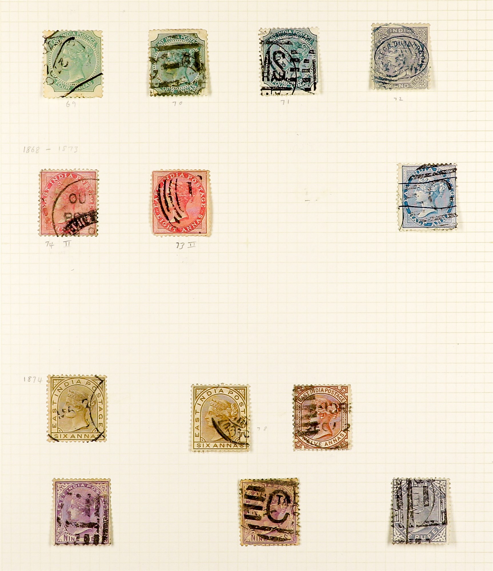 INDIA 1854 - 1952 USED COLLECTION of 400+ stamps on pages, note 1854-55 ½a (2), 1a (5), 2a (3) & 4a, - Image 4 of 27