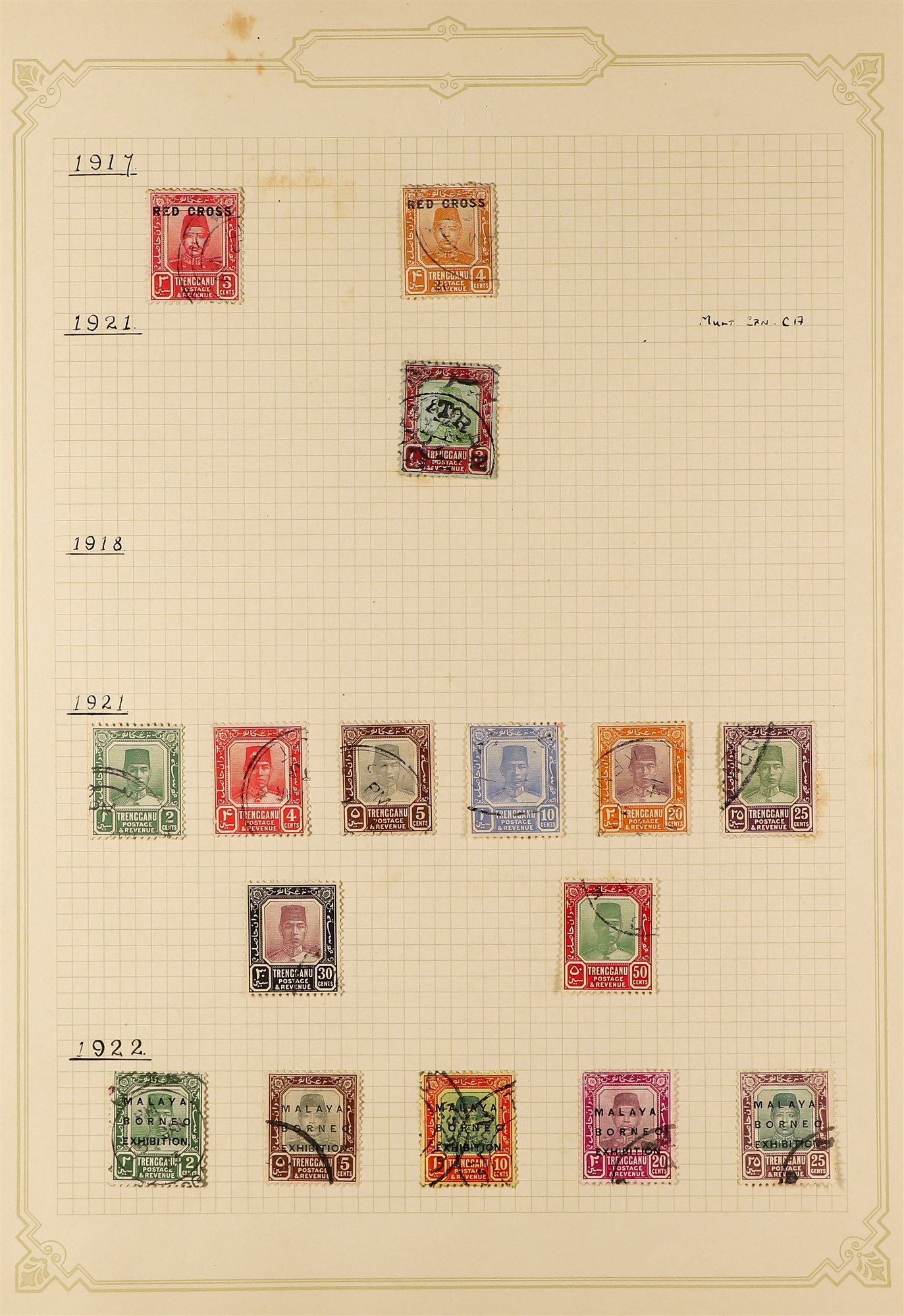 MALAYA STATES TRENGGANU 1910 - 1986 collection of 120+ used stamps on album pages, stc £900+ not - Image 2 of 8