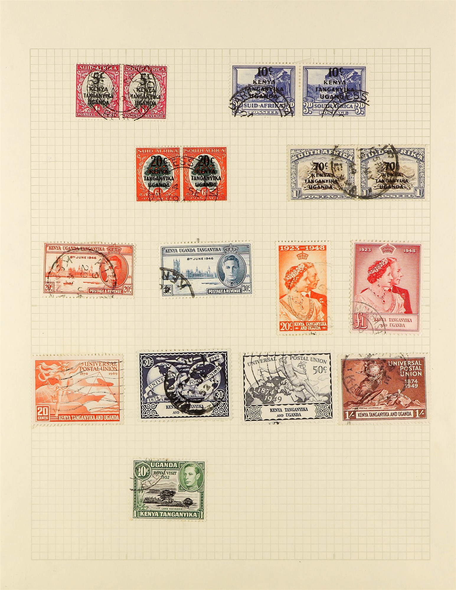 K.U.T. 1890 - 1954 COLLECTION of used stamps on album pages, some high values with fiscal - Image 7 of 7