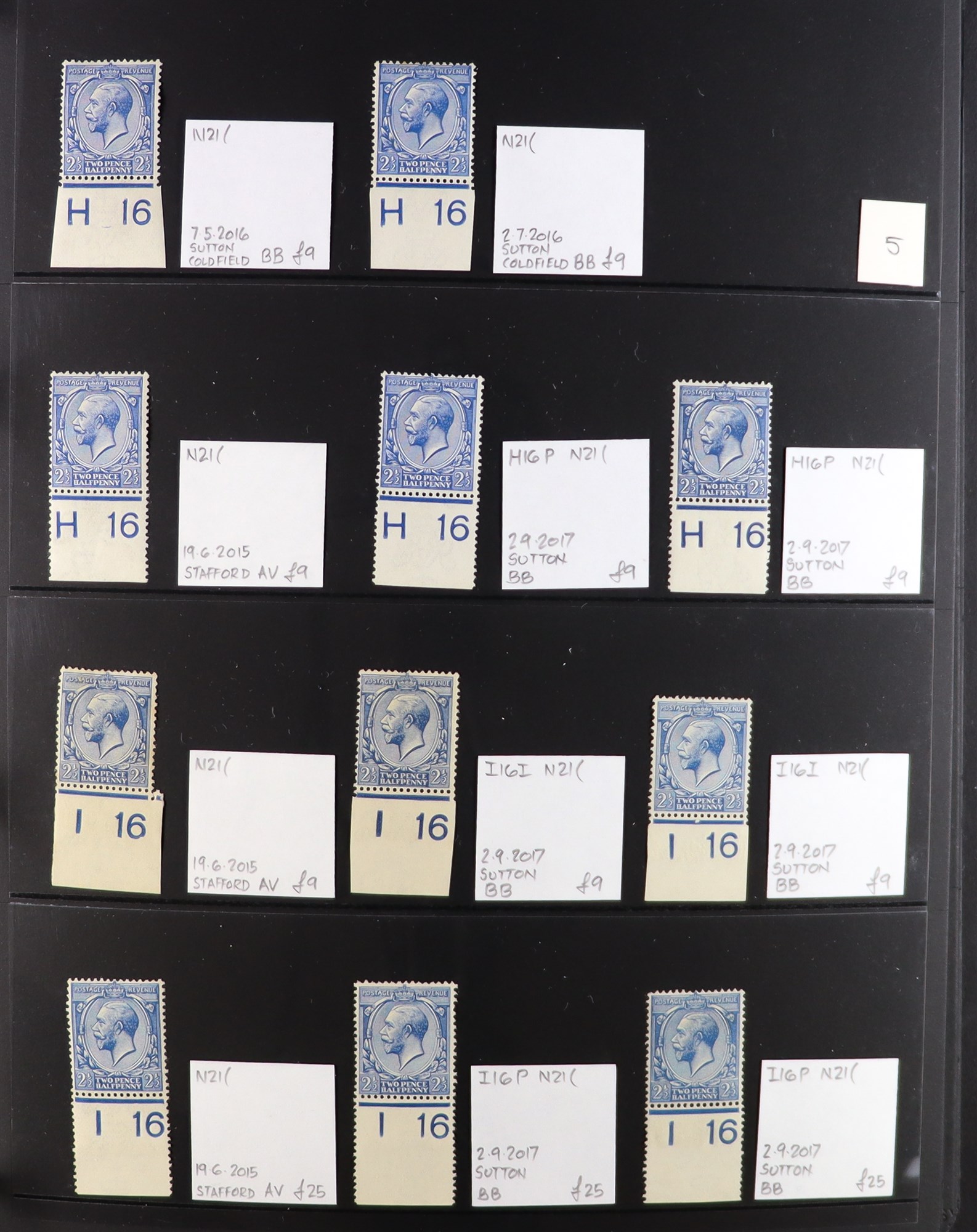 GB.GEORGE V 1912-24 2½d BLUES - SPECIALIZED CONTROL NUMBERS COLLECTION of mint (much never hinged - Image 5 of 20