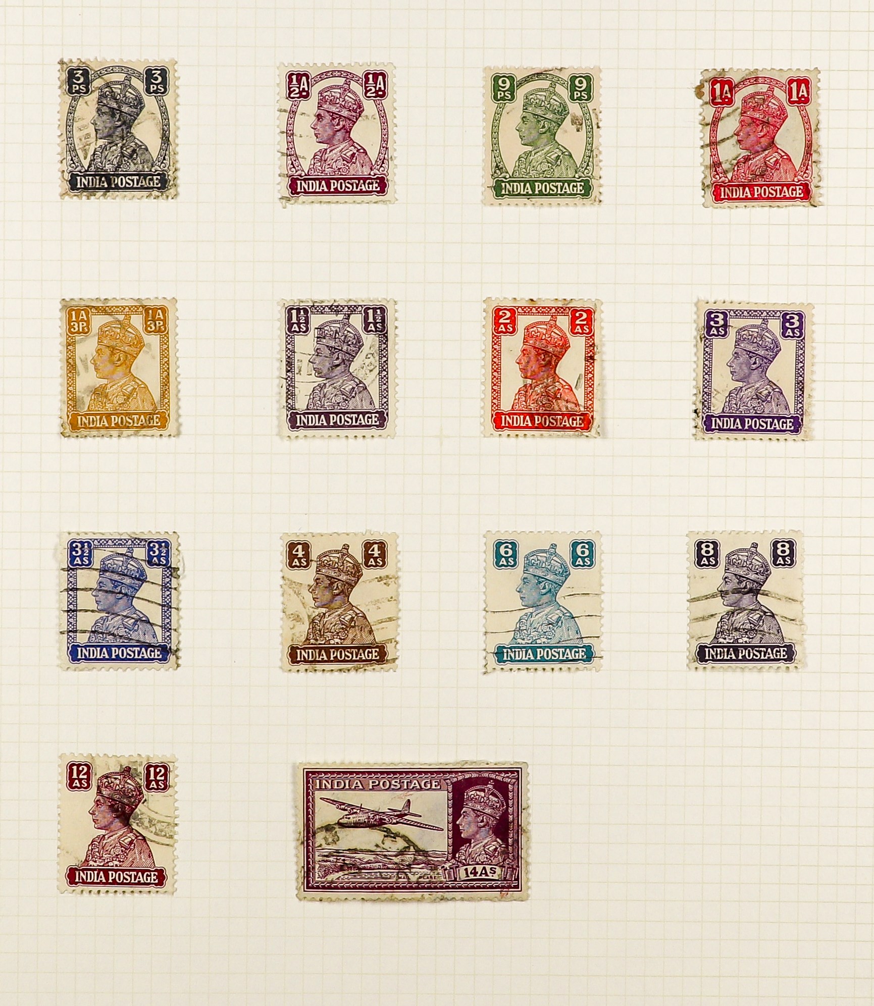 INDIA 1854 - 1952 USED COLLECTION of 400+ stamps on pages, note 1854-55 ½a (2), 1a (5), 2a (3) & 4a, - Image 15 of 27