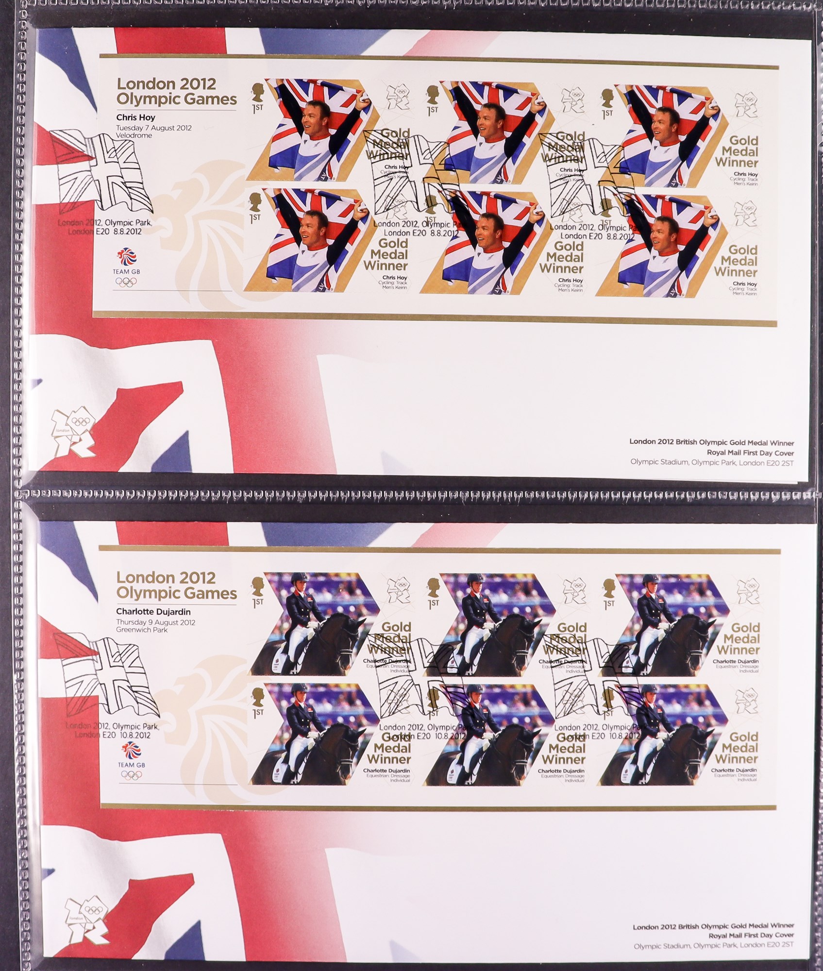 GB.FIRST DAY COVERS 1992-2018 COMPREHENSIVE COLLECTION in nine albums, includes 2012 Olympic &