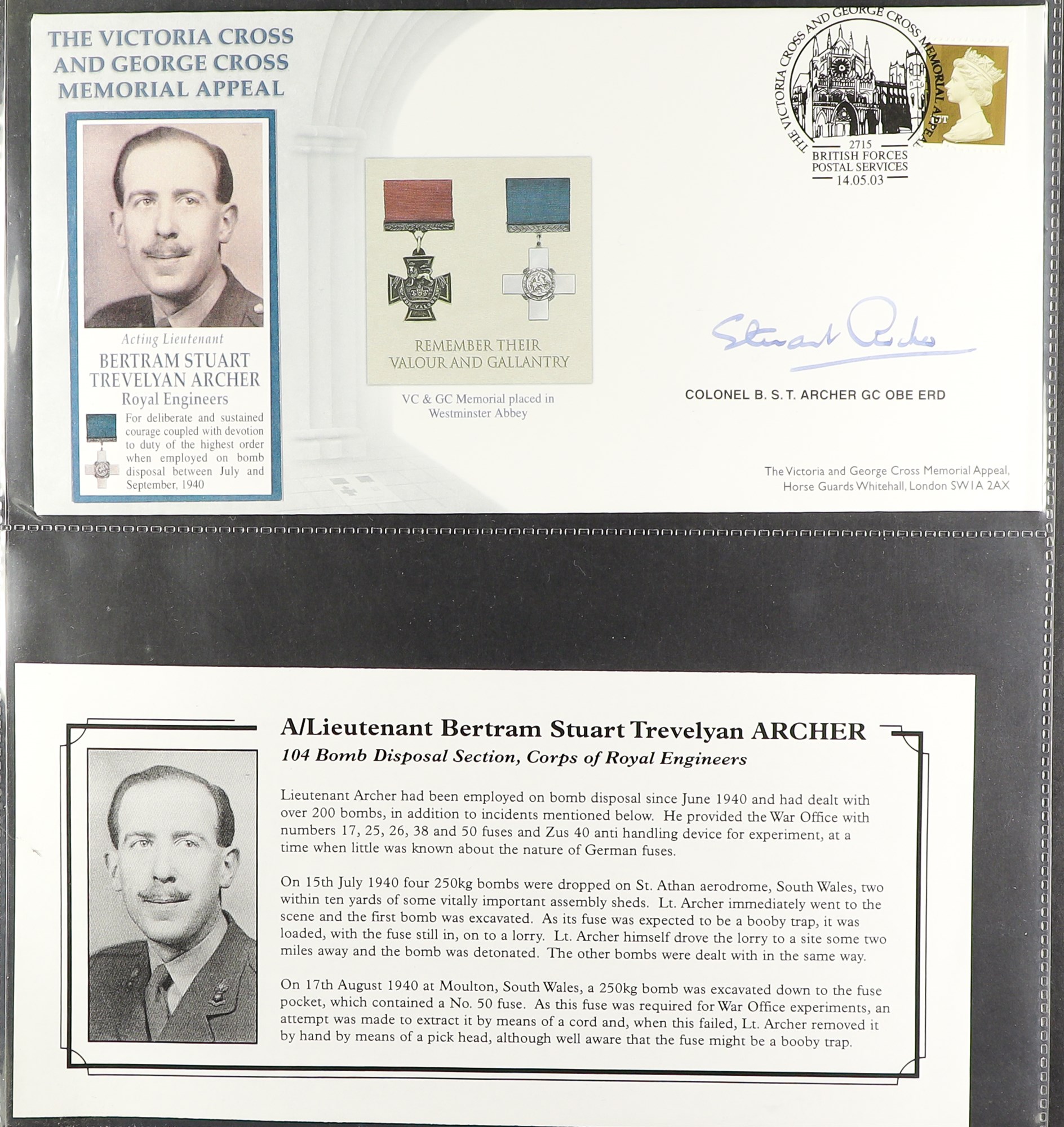 GB. COVERS & POSTAL HISTORY VICTORIA CROSS & GEORGE CROSS RECIPIENTS SIGNED COVERS Mostly 2003 - Image 10 of 11