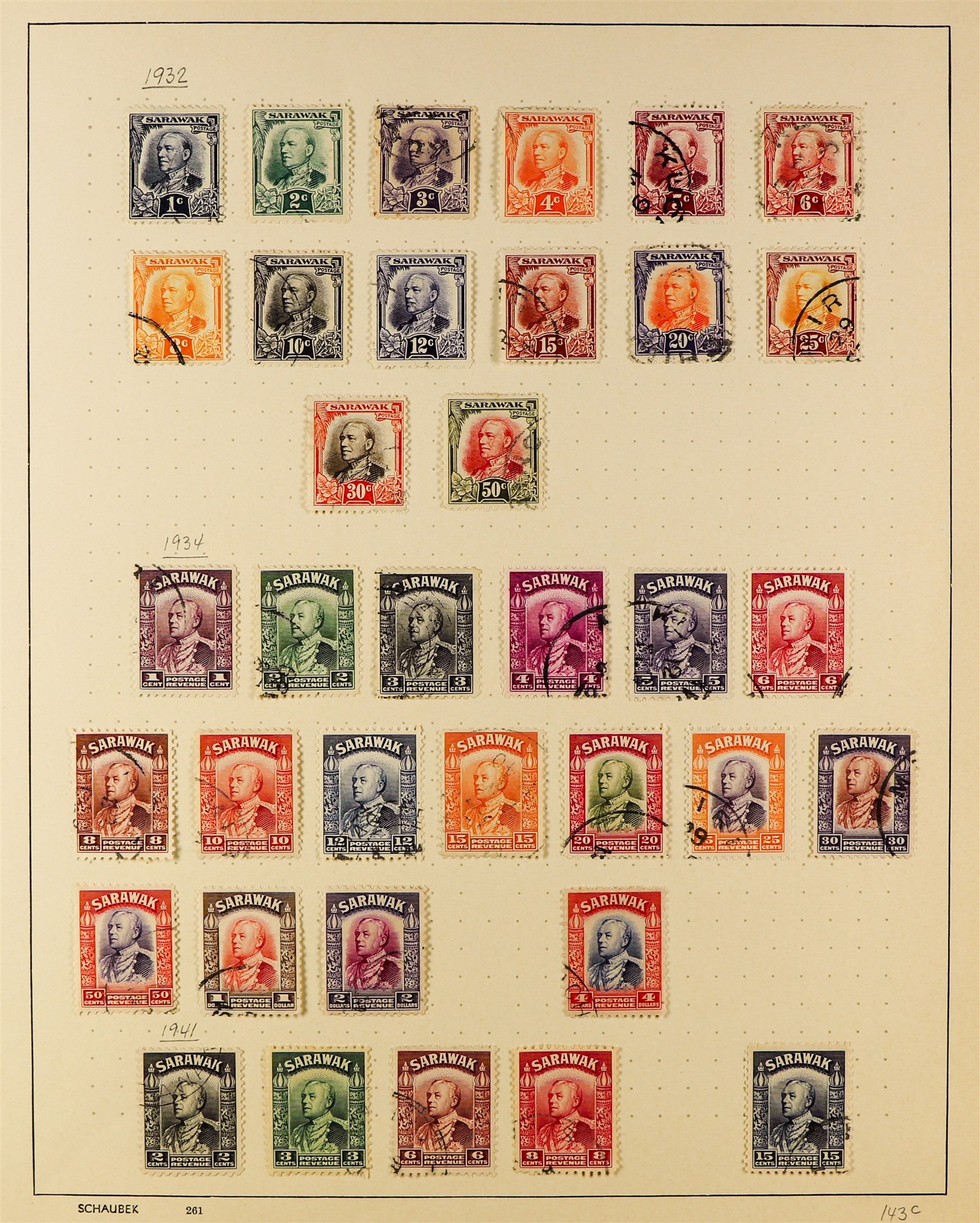 SARAWAK 1871 - 1934 COLLECTION of 100+ used stamps on old album pages incl. 1875 set (no 8c), 1888- - Image 4 of 4