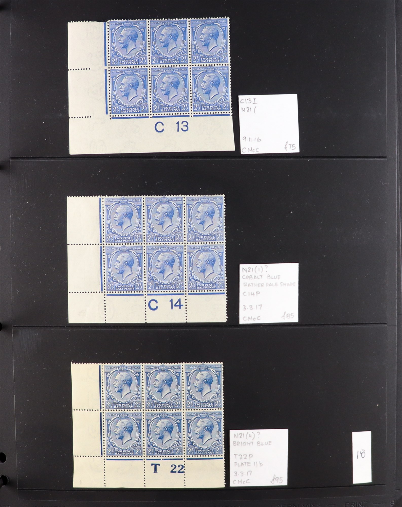 GB.GEORGE V 1912-24 2½d BLUES - SPECIALIZED CONTROL NUMBERS COLLECTION of mint (much never hinged - Image 18 of 20