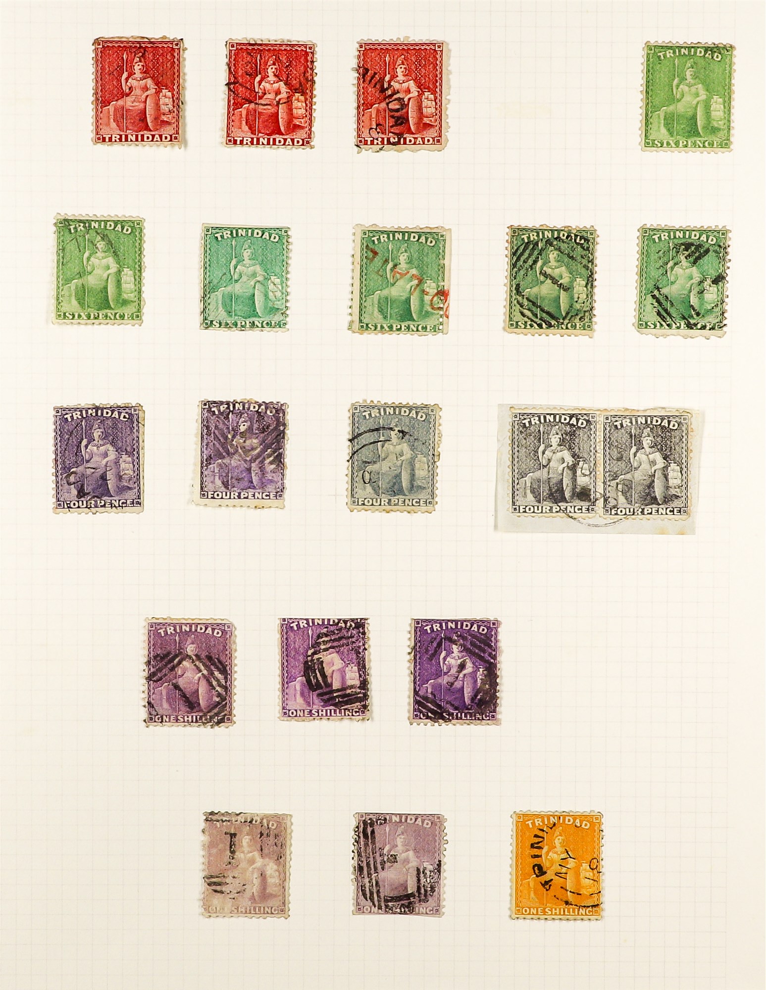 TRINIDAD 1851 - 1882 BRITANNIA CLASSICS collection of over 60 used stamps on album pages, the - Image 3 of 5