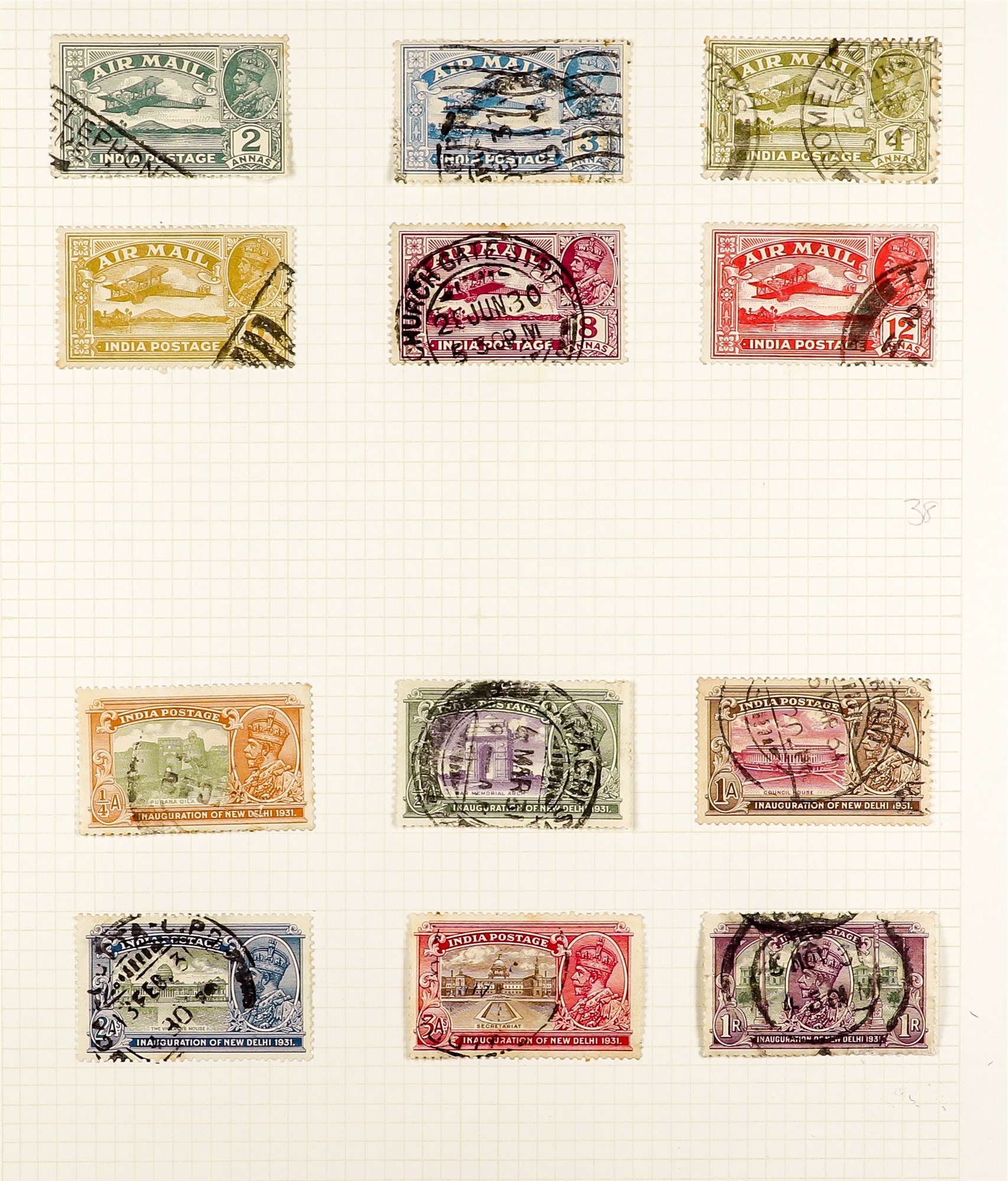 INDIA 1854 - 1952 USED COLLECTION of 400+ stamps on pages, note 1854-55 ½a (2), 1a (5), 2a (3) & 4a, - Image 11 of 27