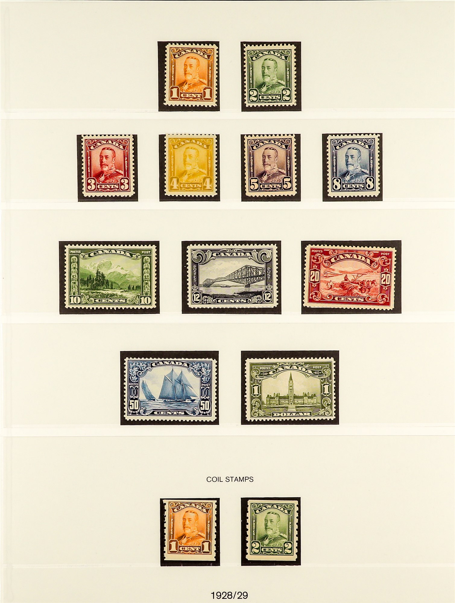 CANADA 1911 - 1936 MINT / NEVER HINGED MINT COLLECTION of around 150 stamps on hingeless pages,