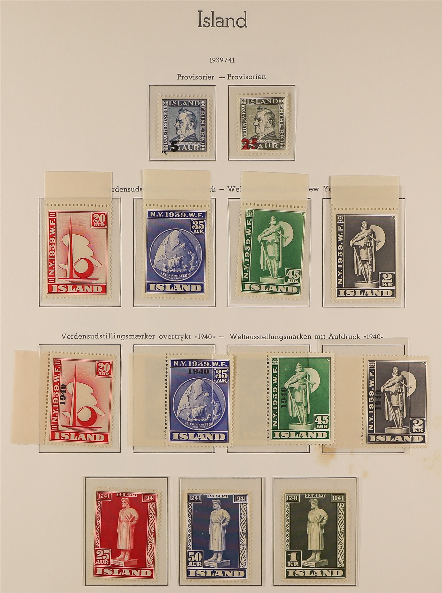 ICELAND 1931 - 1947 MINT / MUCH NEVER HINGED MINT collection of sets & miniature sheets. Facit stc