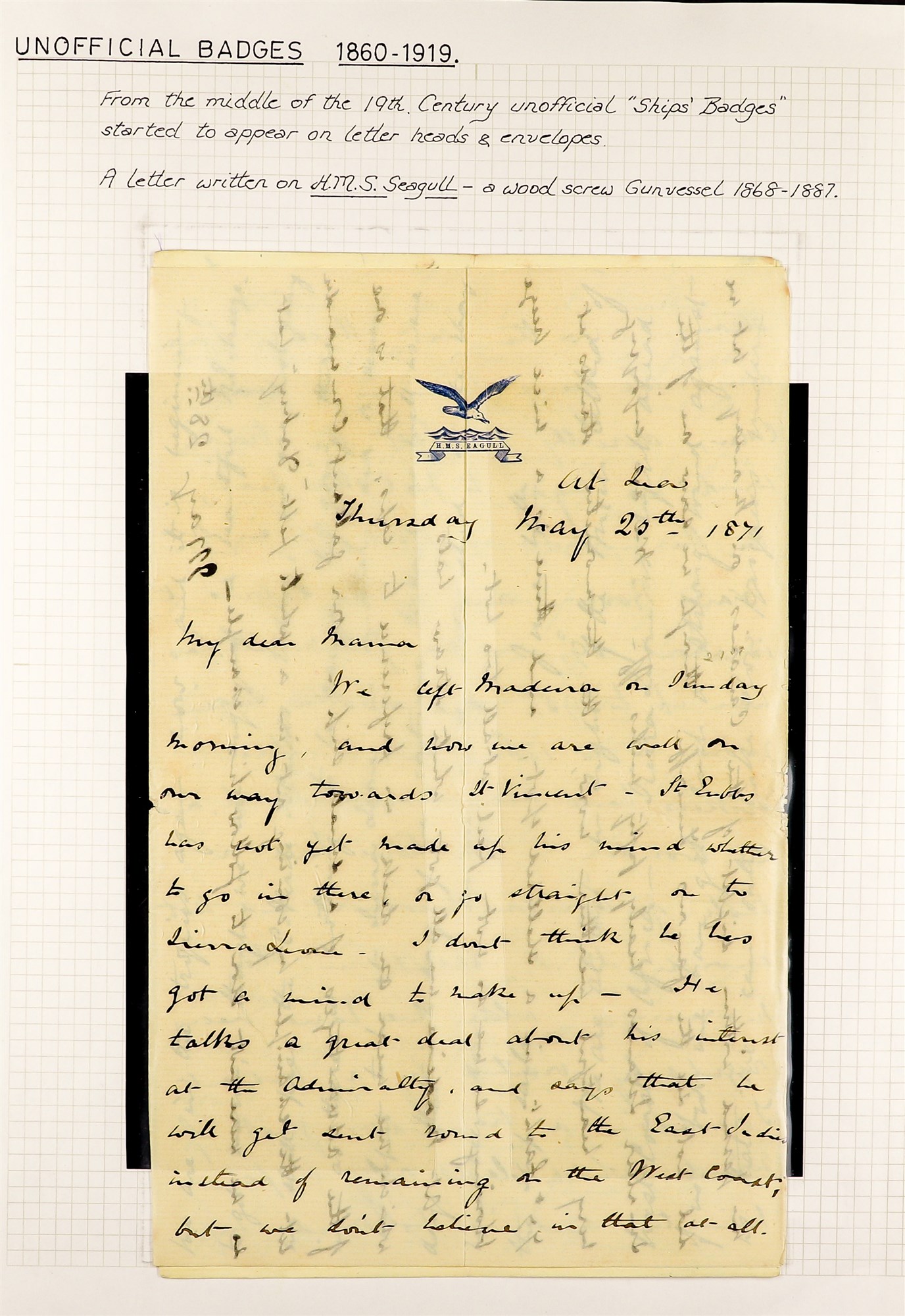 SIERRA LEONE 1871 lengthy letter on H.M.S. Seagull letter sheet written by C. Druitt between 25 - Image 2 of 3