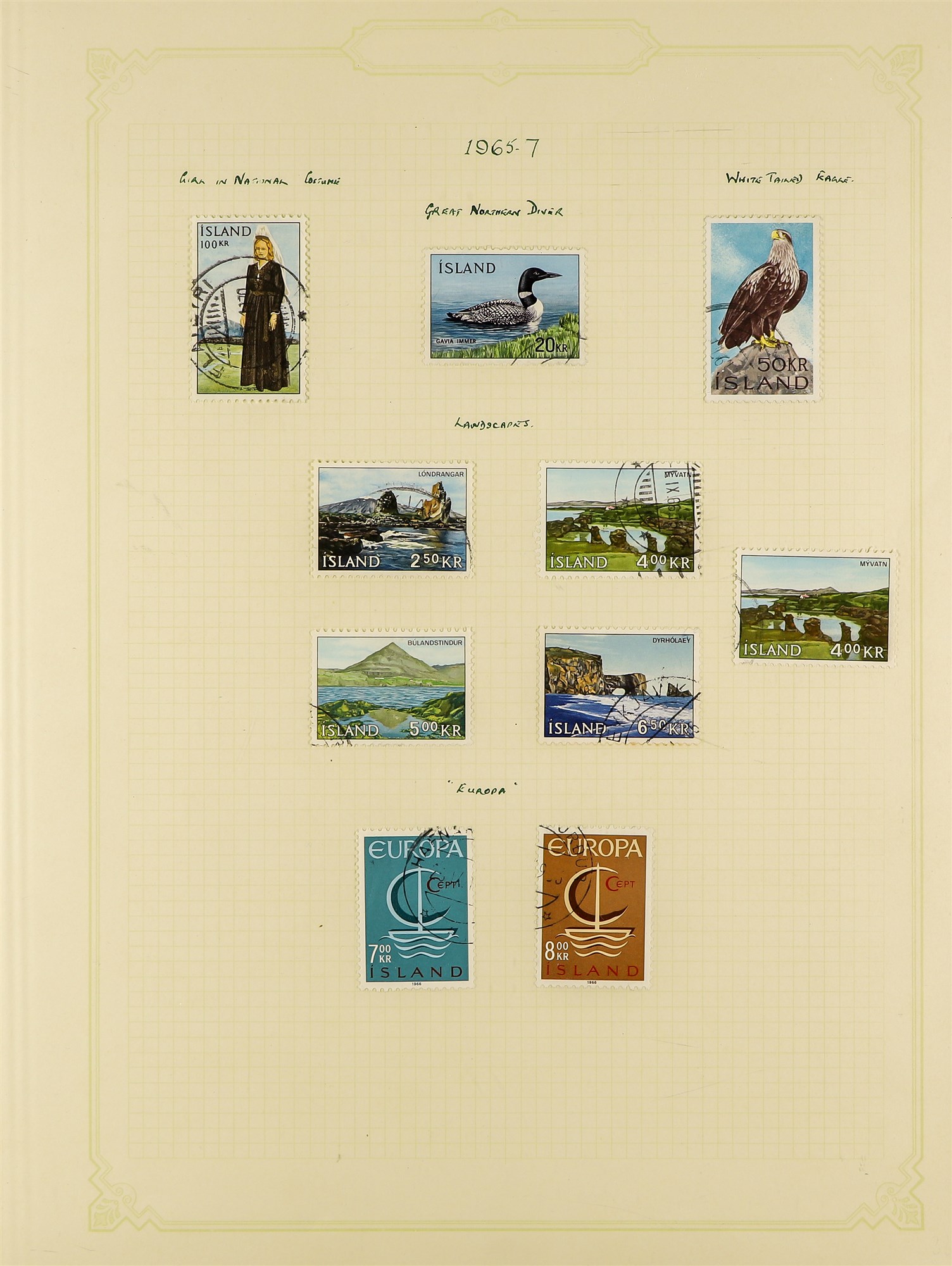 ICELAND 1901 - 1976 COLLECTION of over 700 used stamps on album pages, chiefly complete sets. Cat £ - Image 23 of 26