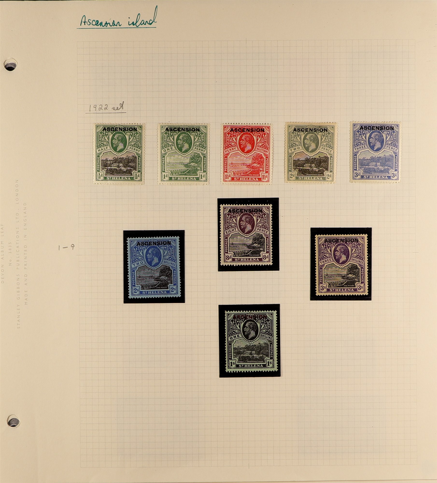 ASCENSION 1922 - 1935 MINT COLLECTION complete for KGV issues from the 1922 overprinted set to