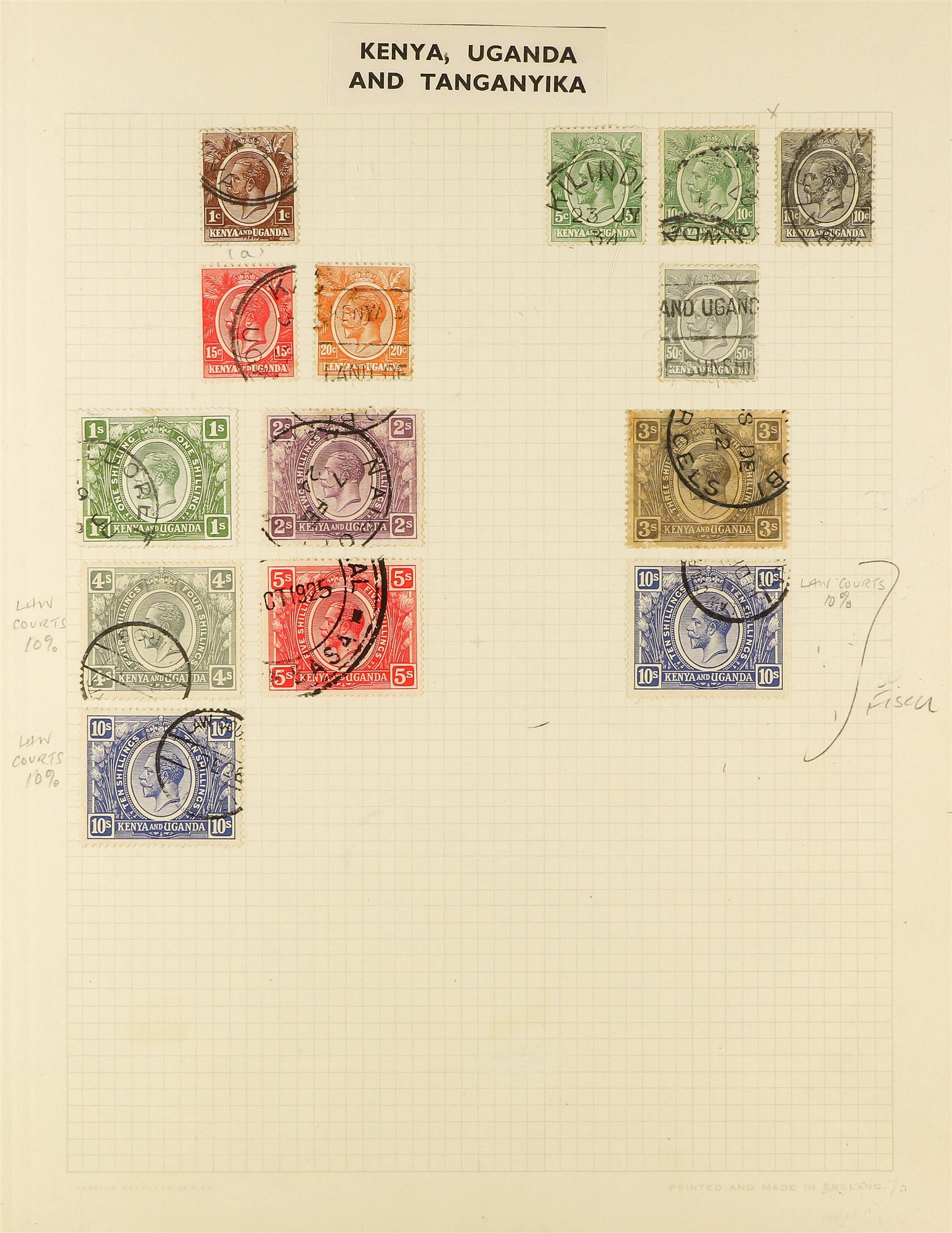 K.U.T. 1890 - 1954 COLLECTION of used stamps on album pages, some high values with fiscal - Image 3 of 7