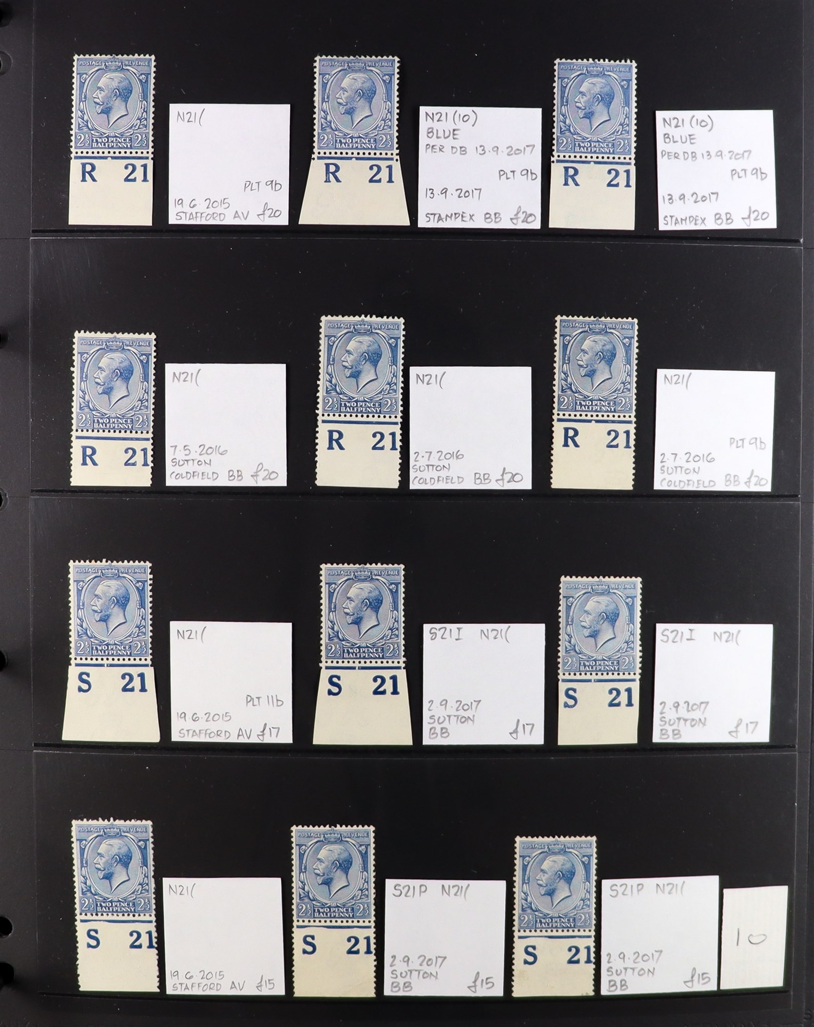 GB.GEORGE V 1912-24 2½d BLUES - SPECIALIZED CONTROL NUMBERS COLLECTION of mint (much never hinged - Image 10 of 20