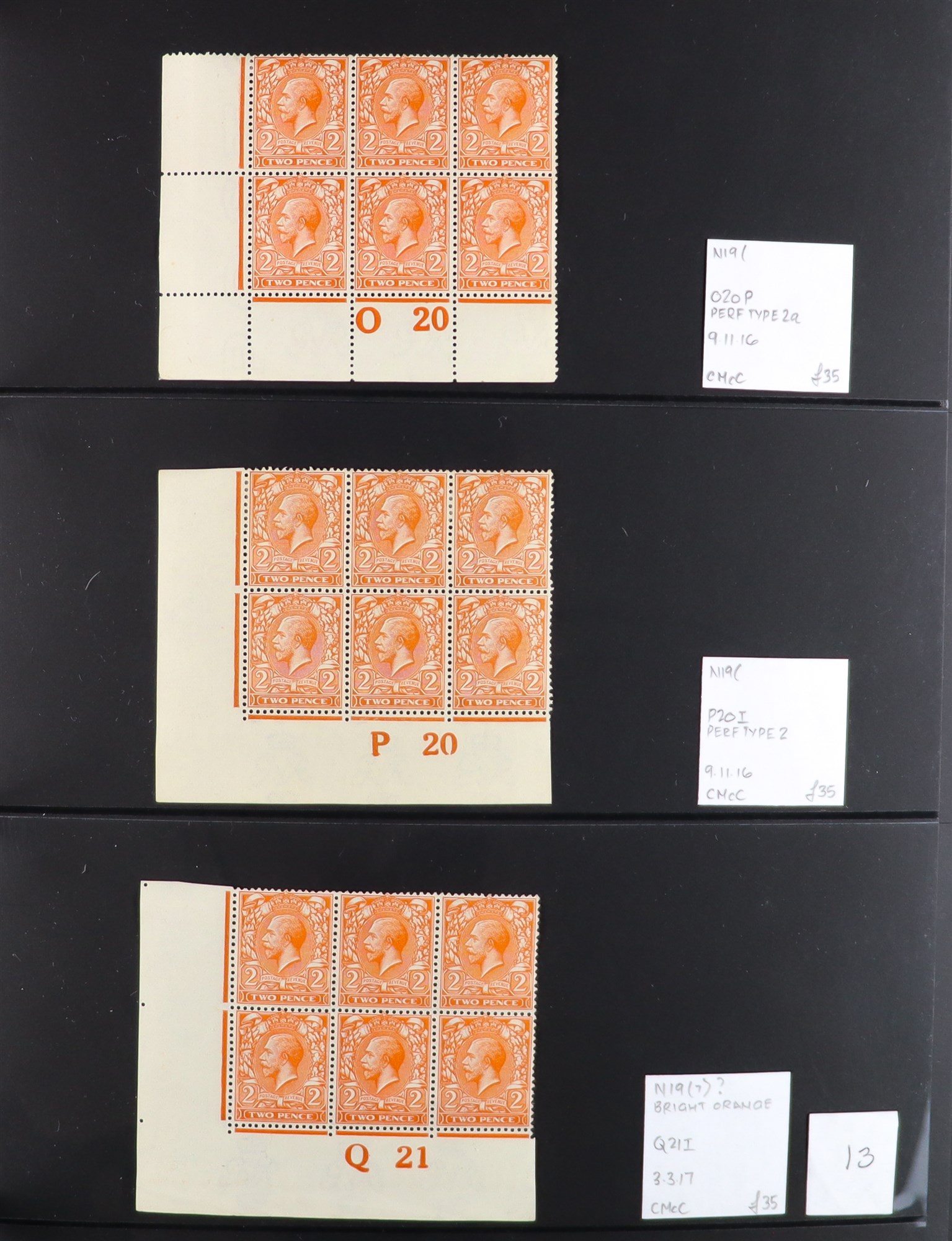 GB.GEORGE V 1912-24 2d ORANGE - SPECIALIZED CONTROL NUMBERS COLLECTION of mint (much never hinged - Image 13 of 17