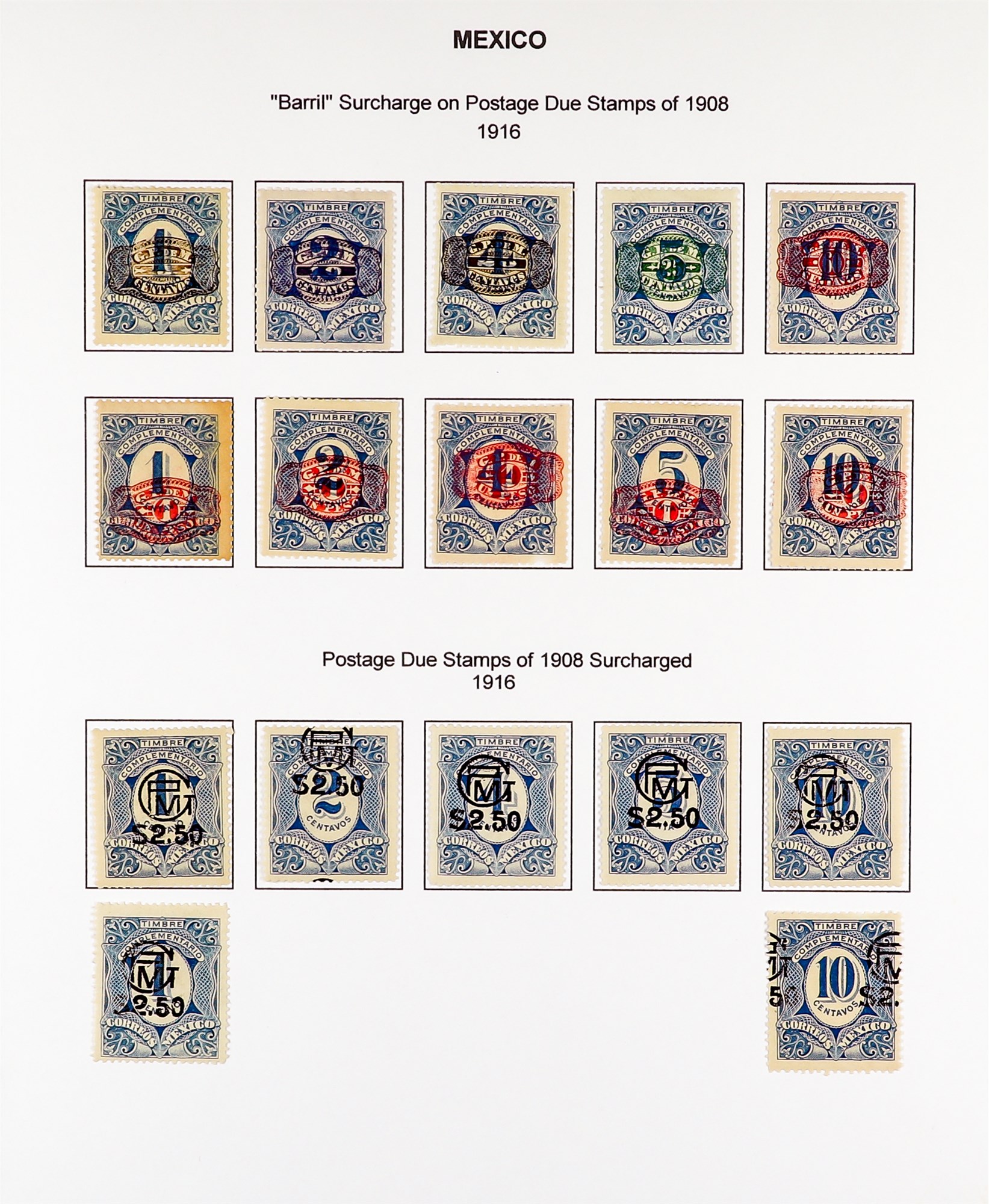 MEXICO 1913 - 1916 CIVIL WAR COLLECTION of around 300 mint stamps on pages, comprehensive with - Image 11 of 13