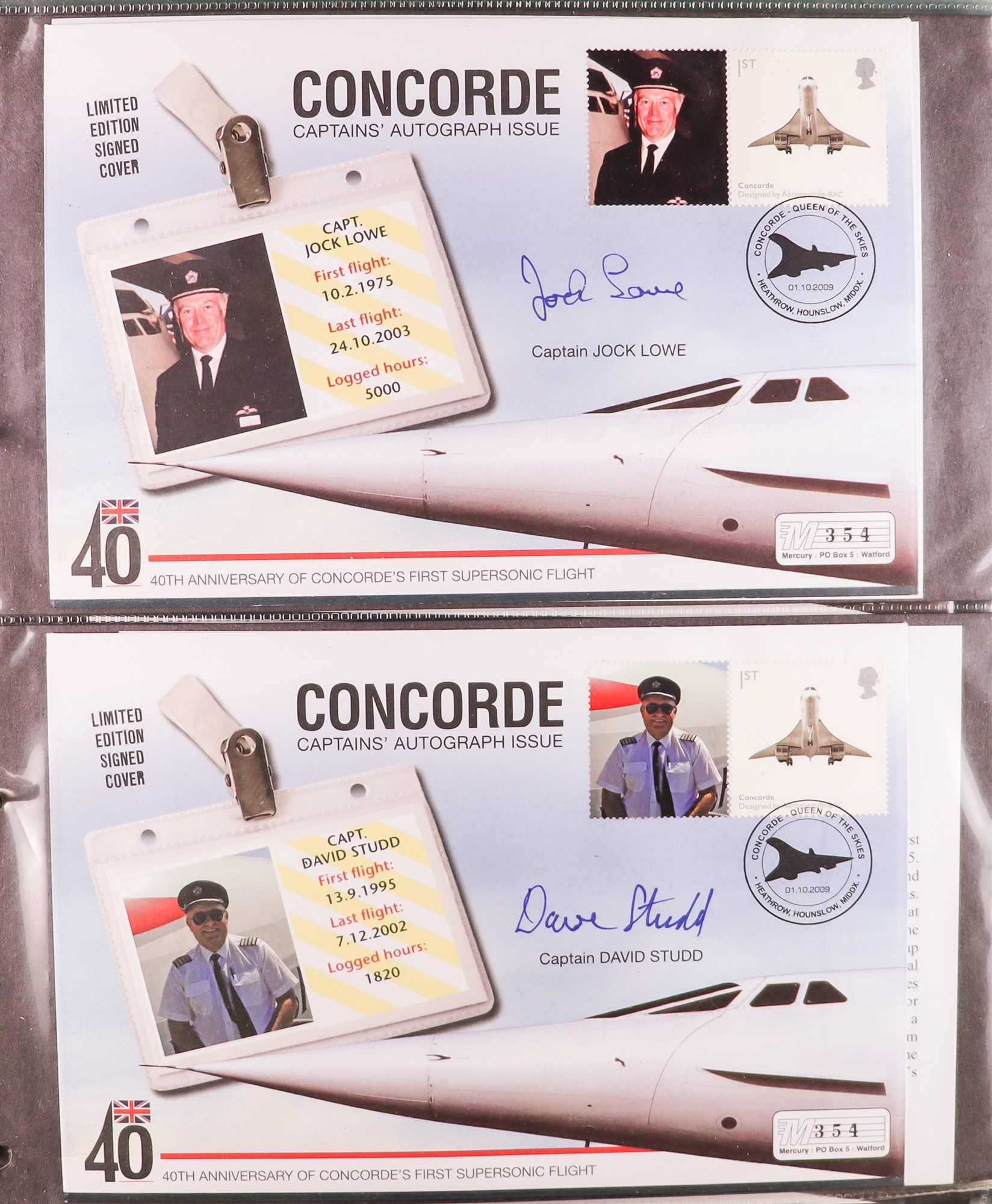 GB. COVERS & POSTAL HISTORY CONCORDE - AUTOGRAPHED COVERS collection of 16 items in binder, includes