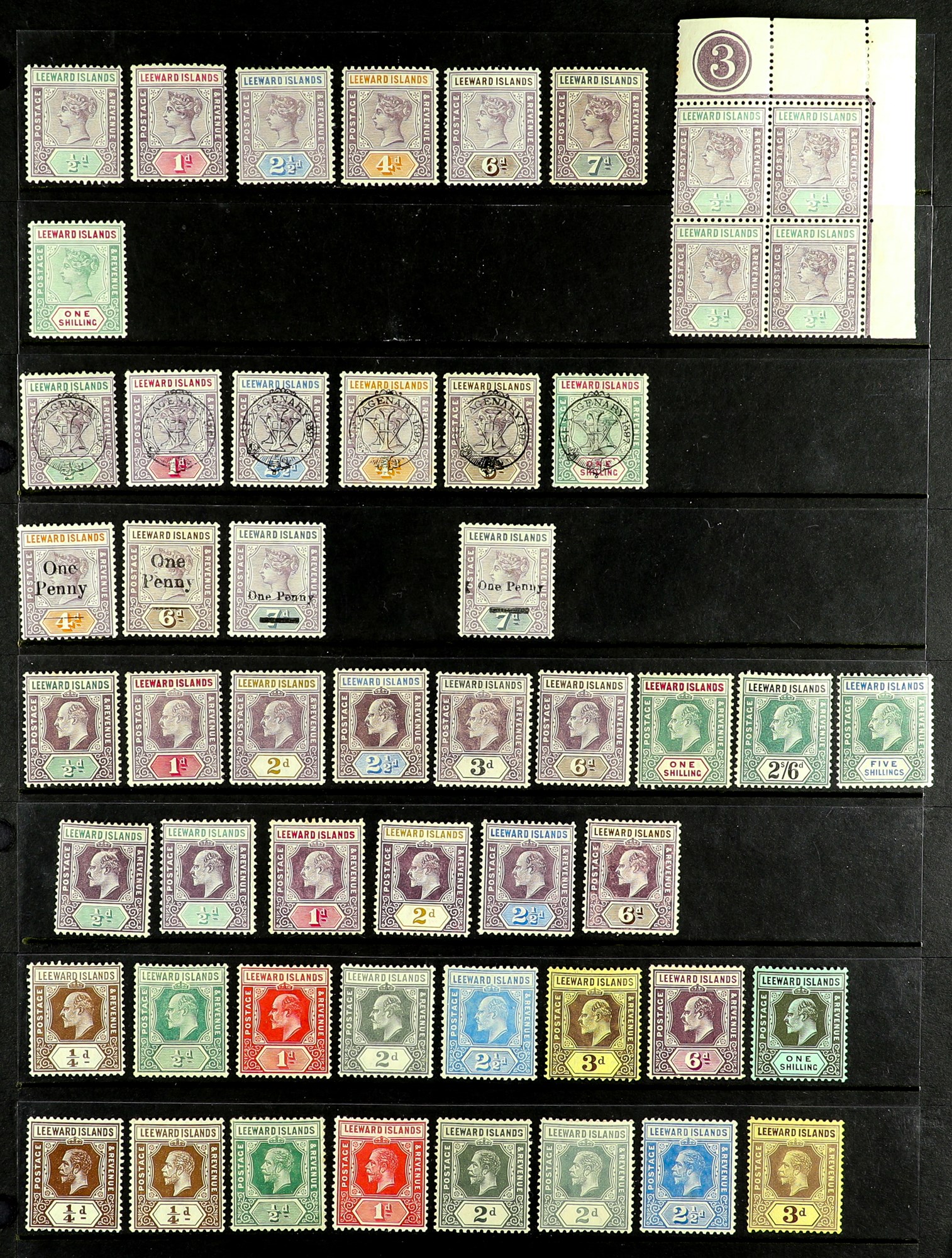 LEEWARD IS. 1890 - 1954 MINT COLLECTION of around 180 stamps on protective pages, comprehensive incl
