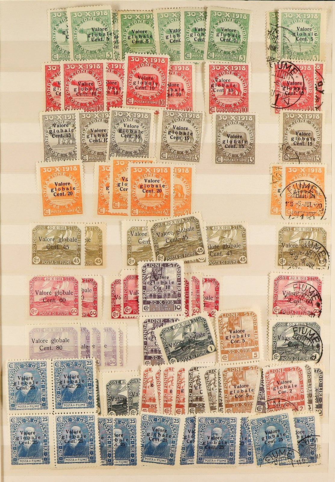 FIUME 1918 - 1924 ACCUMULATION of around 1500 mint & used stamps in stockbook, various overprints on - Image 6 of 29