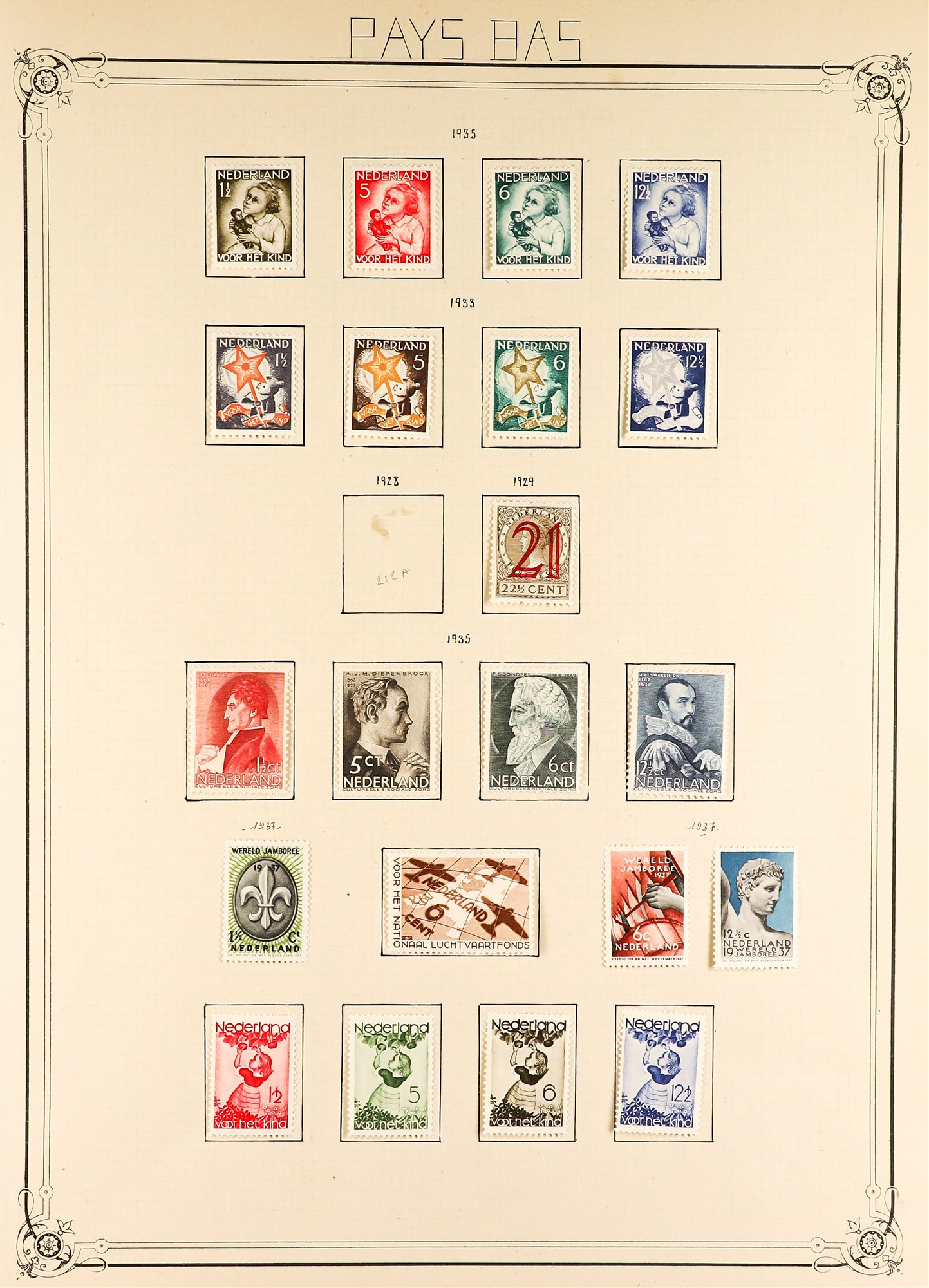 NETHERLANDS 1921 - 1939 MINT SETS collection on album pages, Michel €3000+ (110+ stamps) - Image 5 of 6