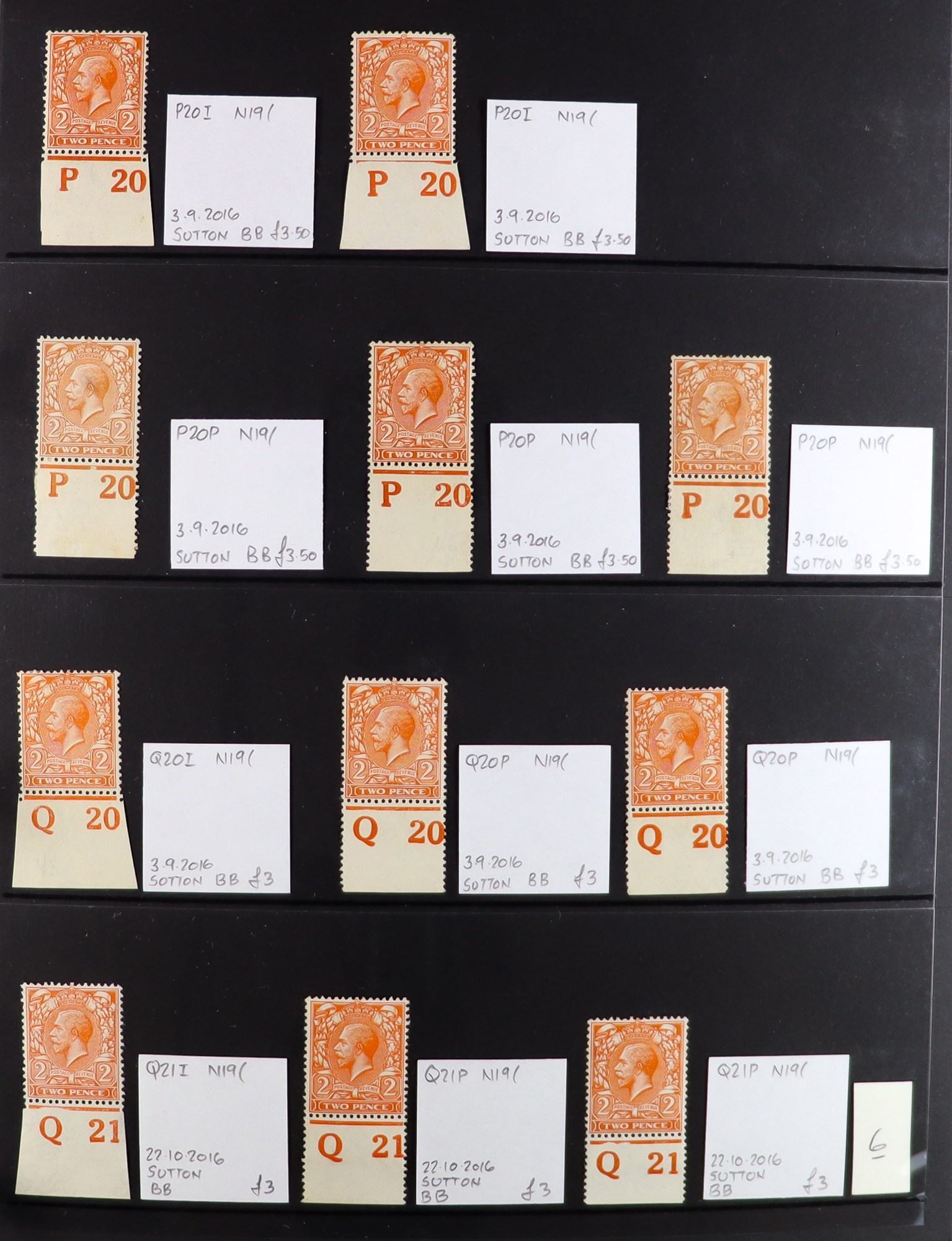 GB.GEORGE V 1912-24 2d ORANGE - SPECIALIZED CONTROL NUMBERS COLLECTION of mint (much never hinged - Image 6 of 17