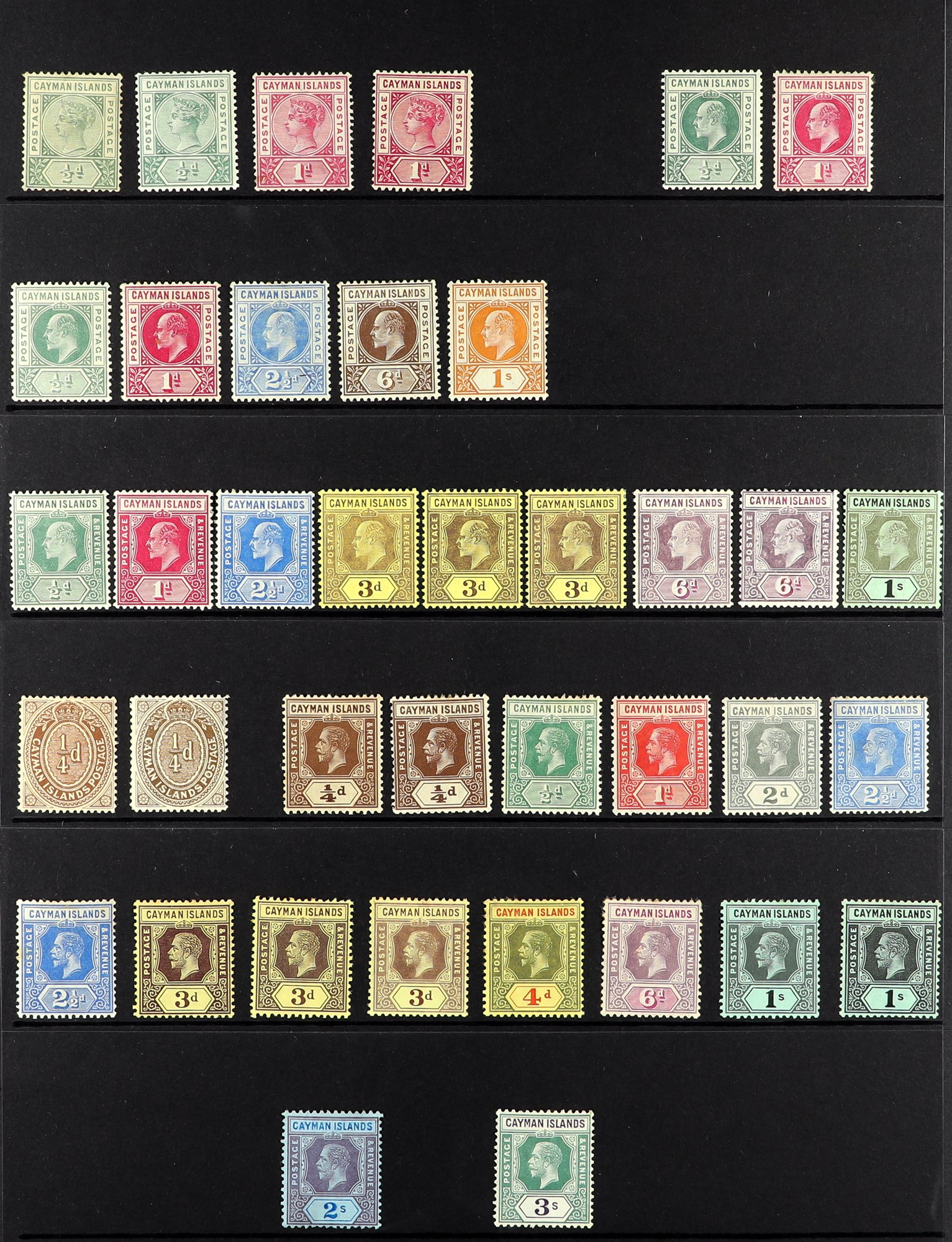 CAYMAN IS. 1900 - 1937 COLLECTION of 85+ mint stamps on protective pages, note the 1900 shades, 1905