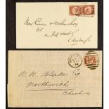 GB.QUEEN VICTORIA 1870 ½d plate 5 on prices current list Liverpool to Northwich 1874, and plate 13