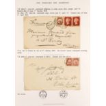 GB.QUEEN VICTORIA 1870-79 ½d Plate 13 plus 1d red plate 194 pair on envelope York to France; also ½d
