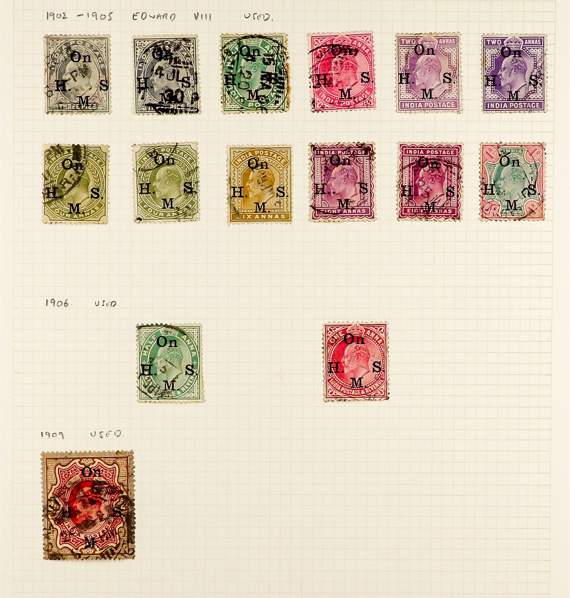 INDIA 1854 - 1952 USED COLLECTION of 400+ stamps on pages, note 1854-55 ½a (2), 1a (5), 2a (3) & 4a, - Image 22 of 27