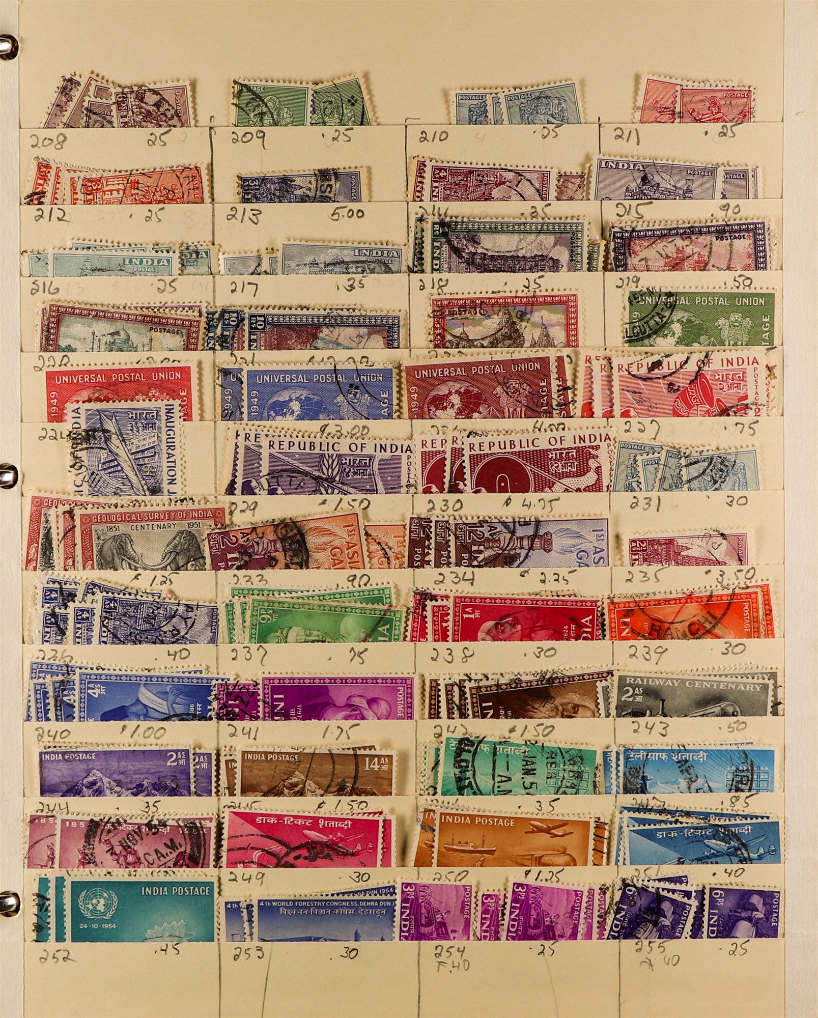 INDIA 1865 - 2005 IN BINDER chiefly used stamps tucked onto old manilla stock pages, in 3-ring - Image 4 of 11