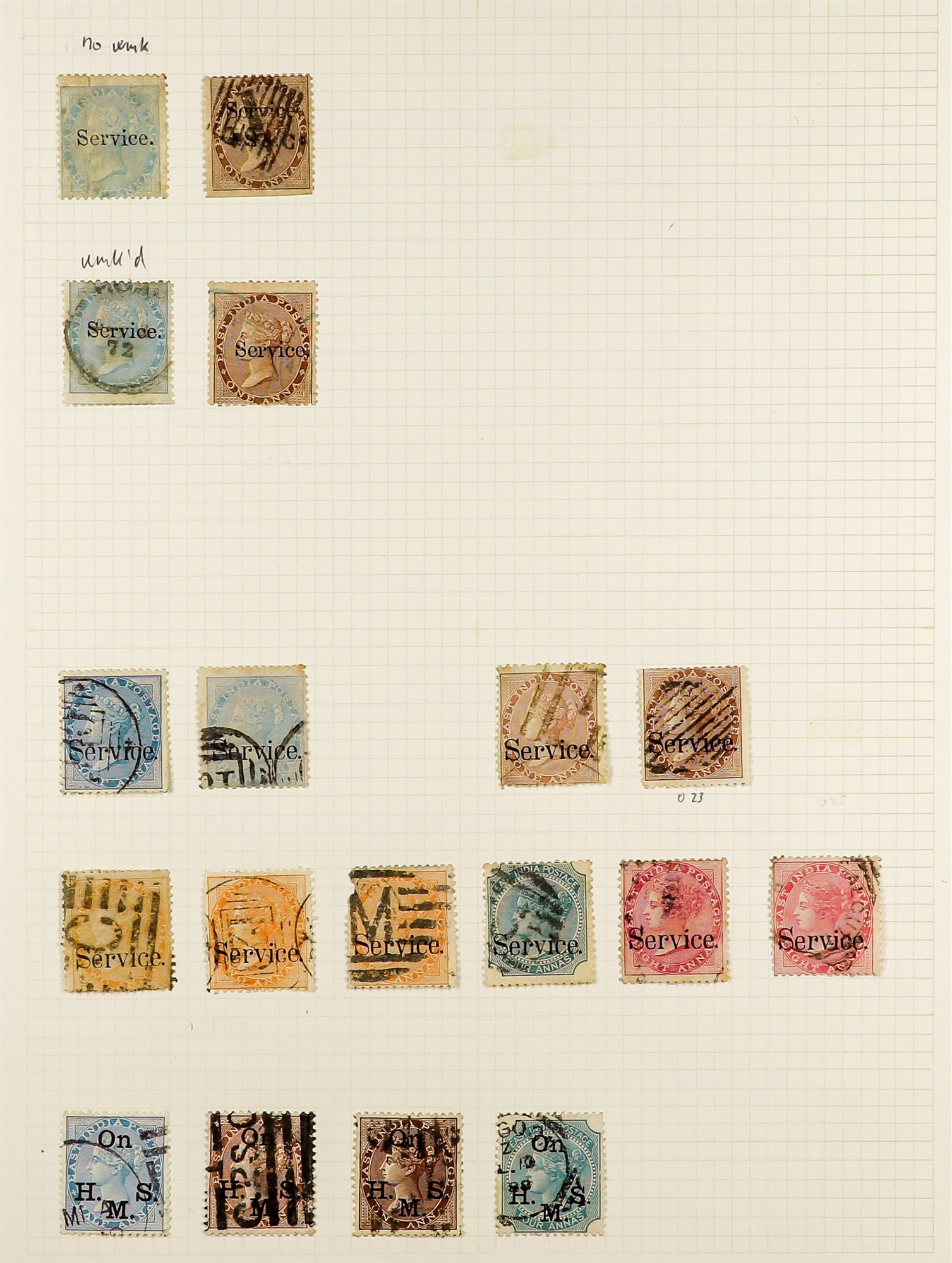 INDIA 1854 - 1952 USED COLLECTION of 400+ stamps on pages, note 1854-55 ½a (2), 1a (5), 2a (3) & 4a, - Image 20 of 27