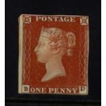GB.QUEEN VICTORIA 1841 1d deep red-brown 'BD', SG 10, mint very lightly hinged with almost 4 margins