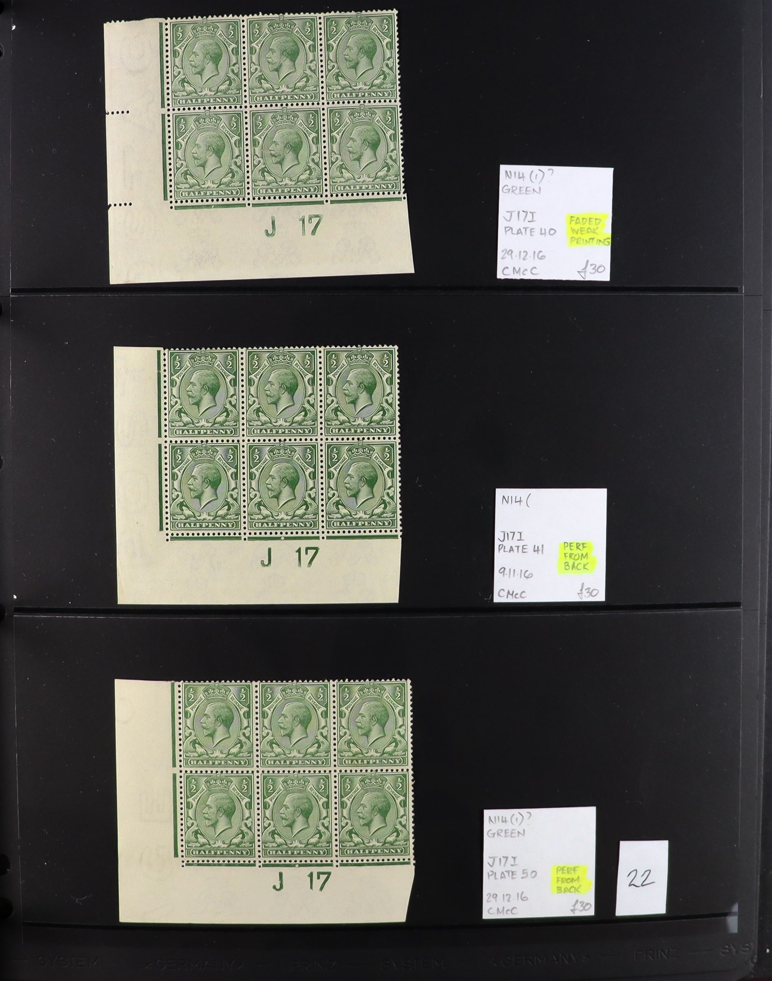 GB.GEORGE V 1912-24 ½d GREENS - SPECIALIZED CONTROL NUMBERS COLLECTION of mint (much never hinged - Image 22 of 27