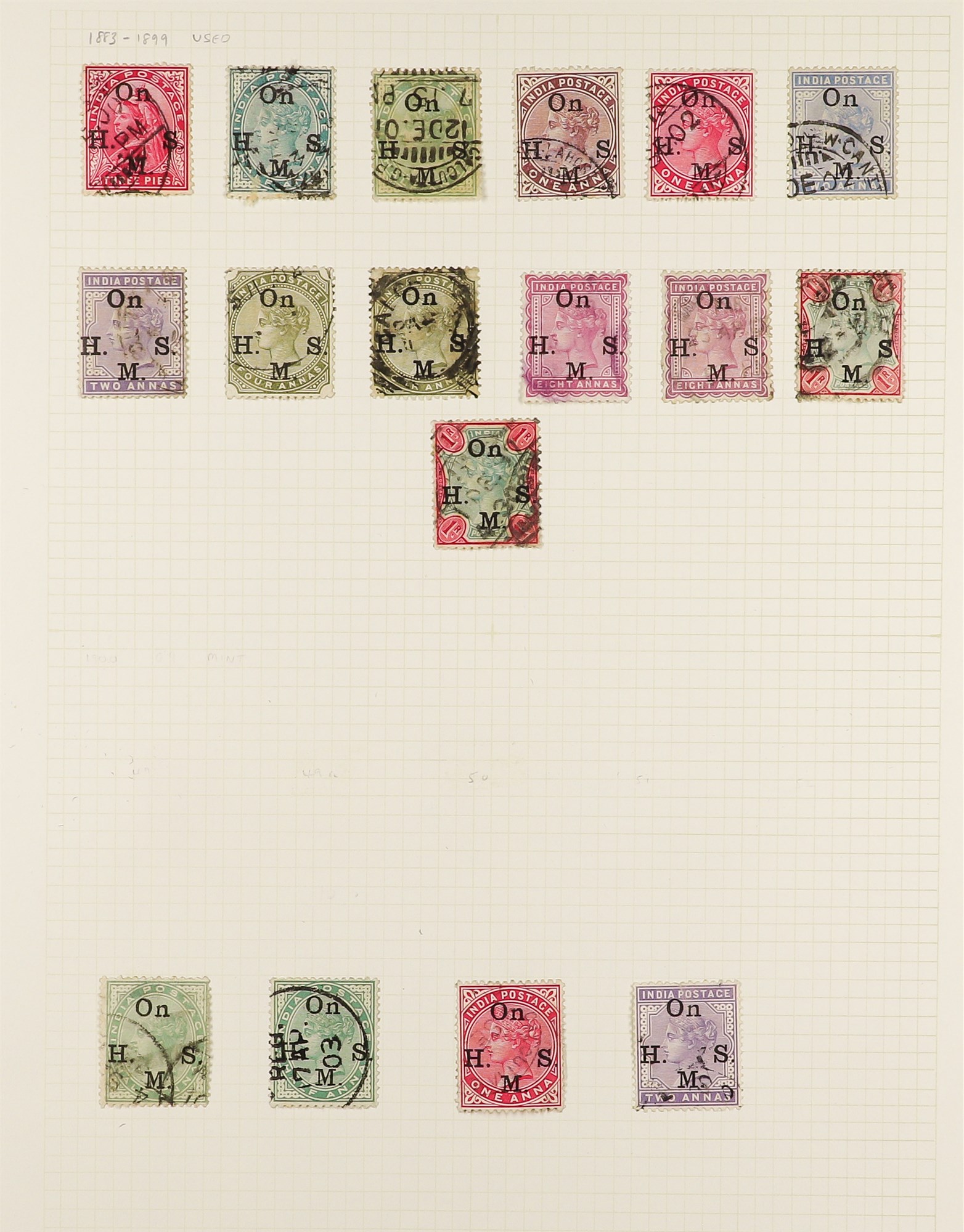 INDIA 1854 - 1952 USED COLLECTION of 400+ stamps on pages, note 1854-55 ½a (2), 1a (5), 2a (3) & 4a, - Image 21 of 27