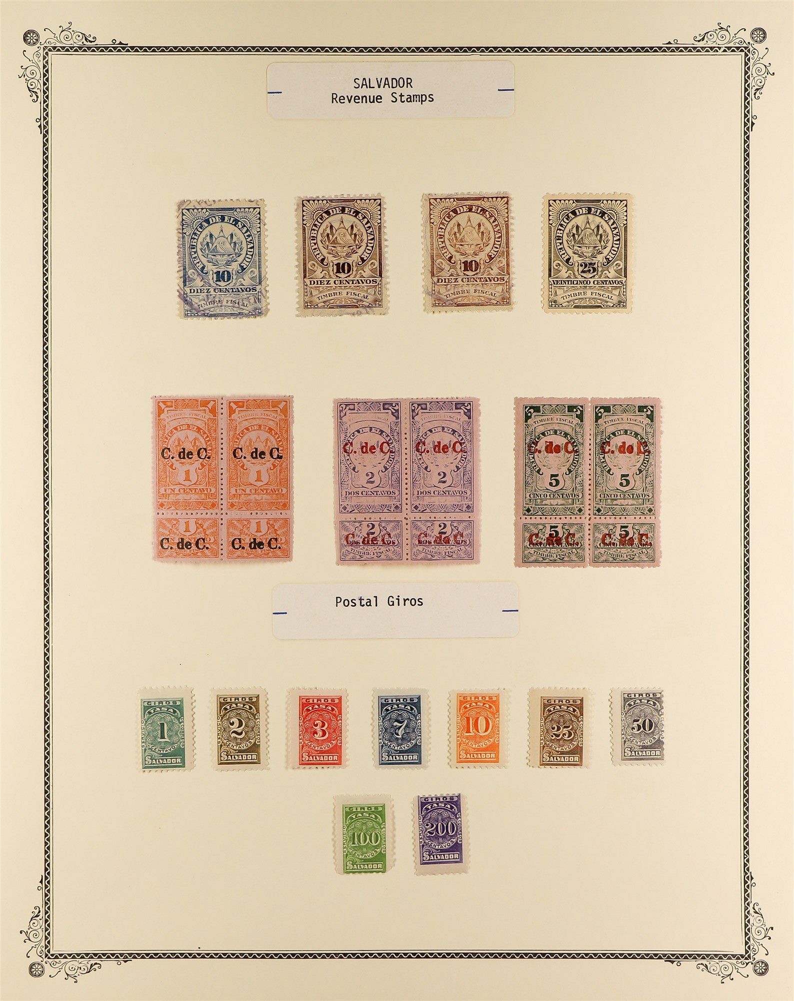 EL SALVADOR REVENUE STAMPS 1883 - 1925 mint & used collection of over 400 revenue stamps, on album - Image 27 of 27
