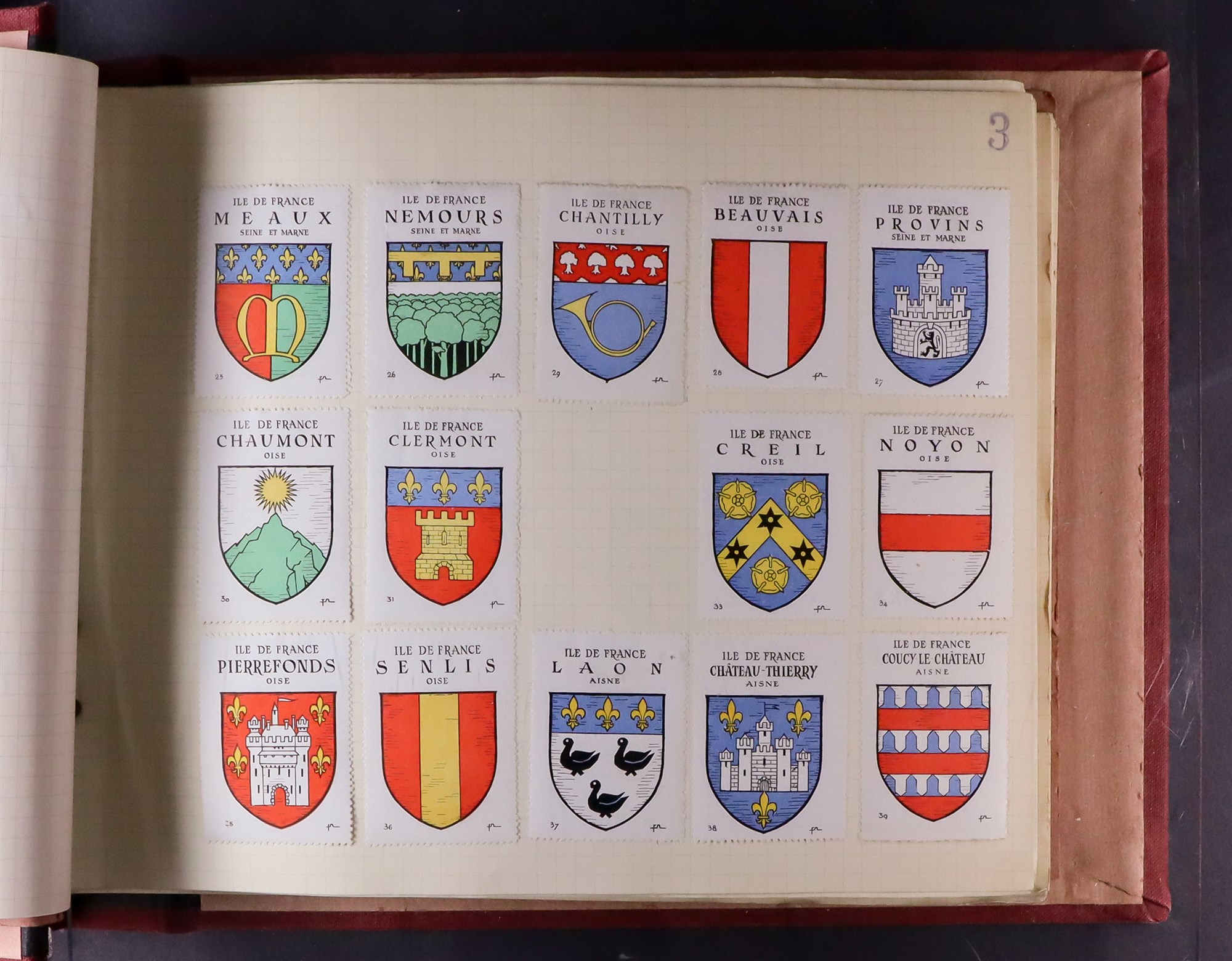 FRANCE HERALDRY POSTER STAMPS. Old binder with collection of (circa) 1913 poster stamps depicting - Image 3 of 7