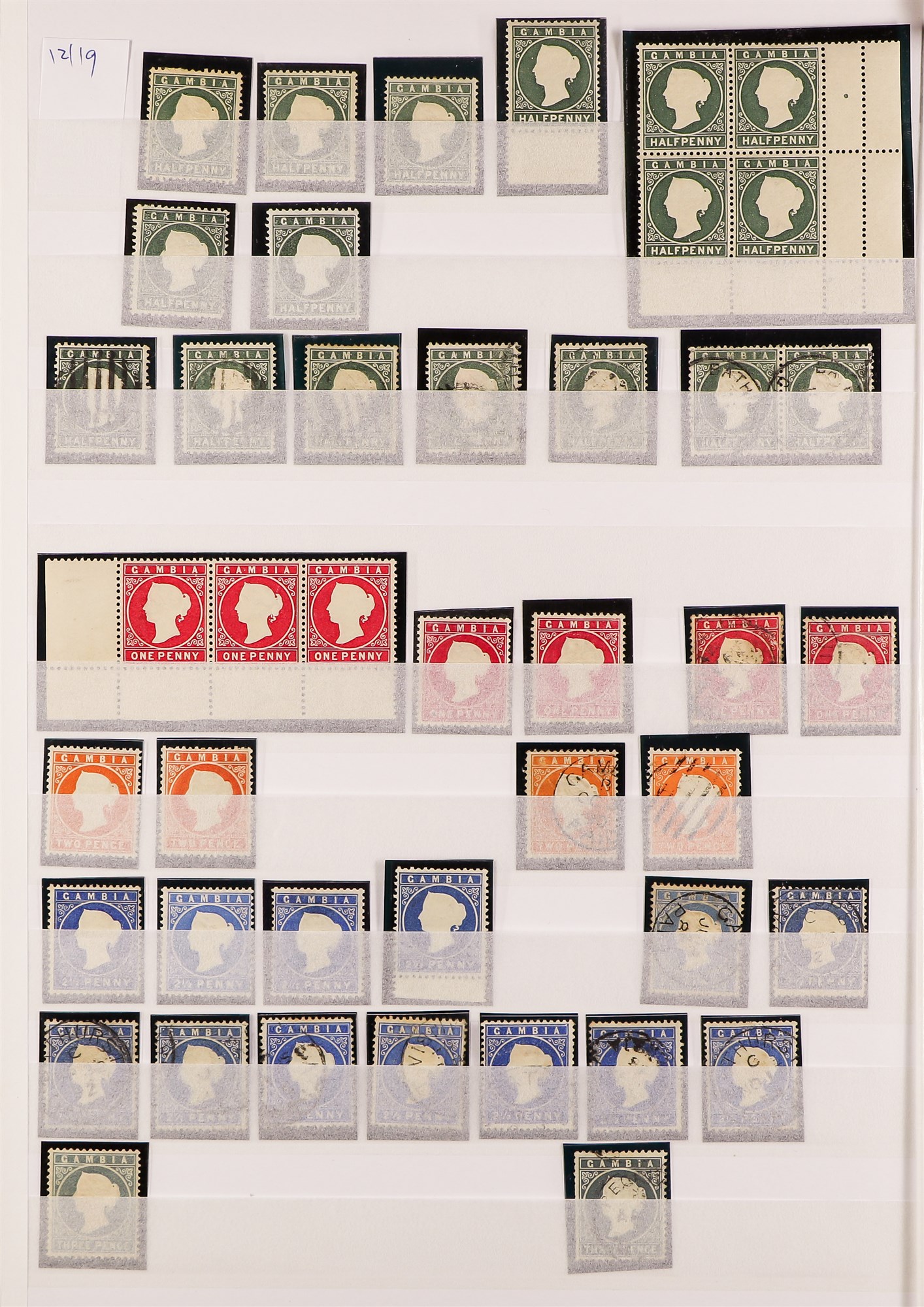 GAMBIA 1869 - 1898 COLLECTION of over 85 mint & used stamps on protective pages, note 1869-72 6d - Image 2 of 3