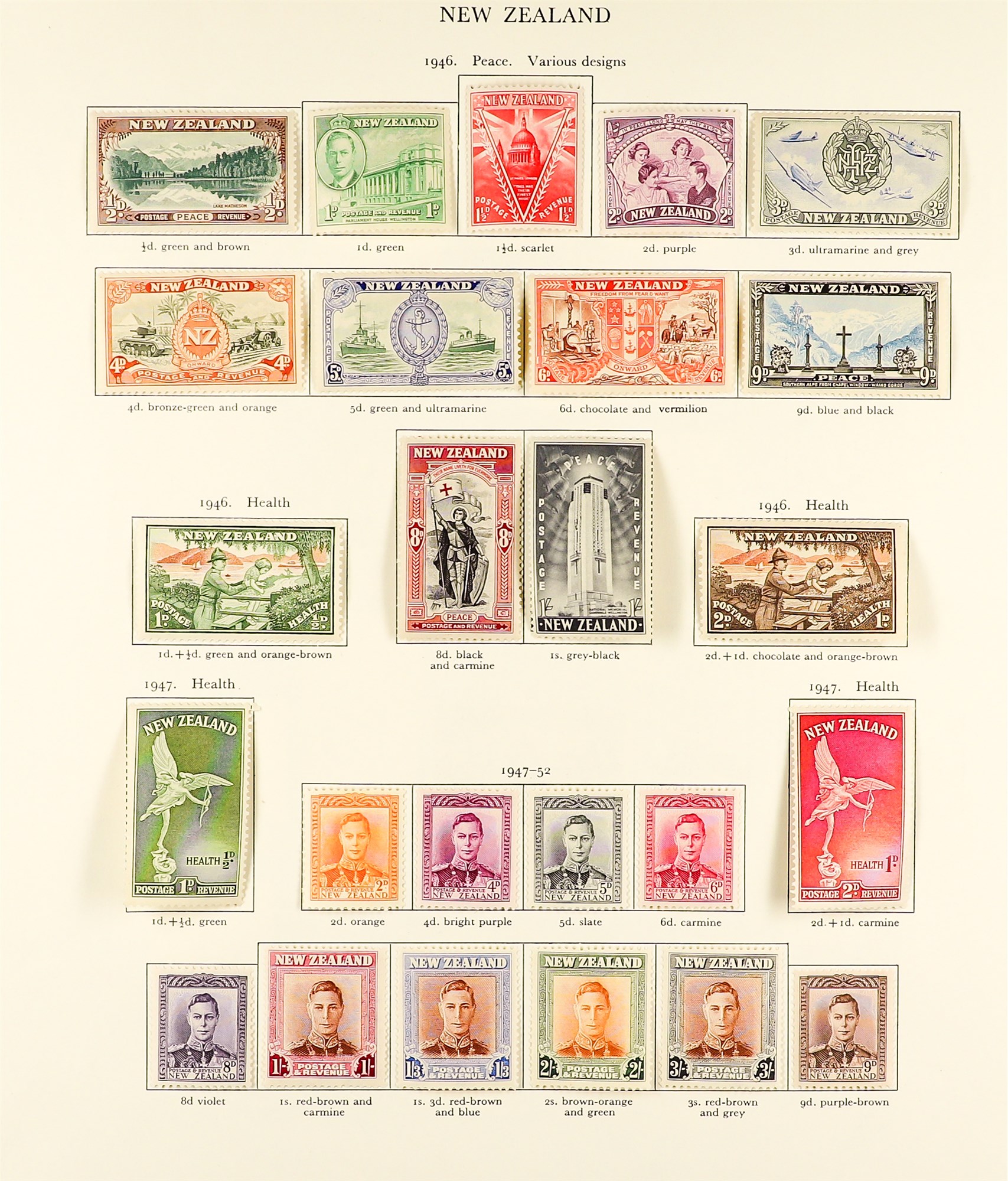 NEW ZEALAND 1936 - 1947 MINT COLLECTION, MUCH 'BACK OF THE BOOK' complete for the regular postal - Image 4 of 7