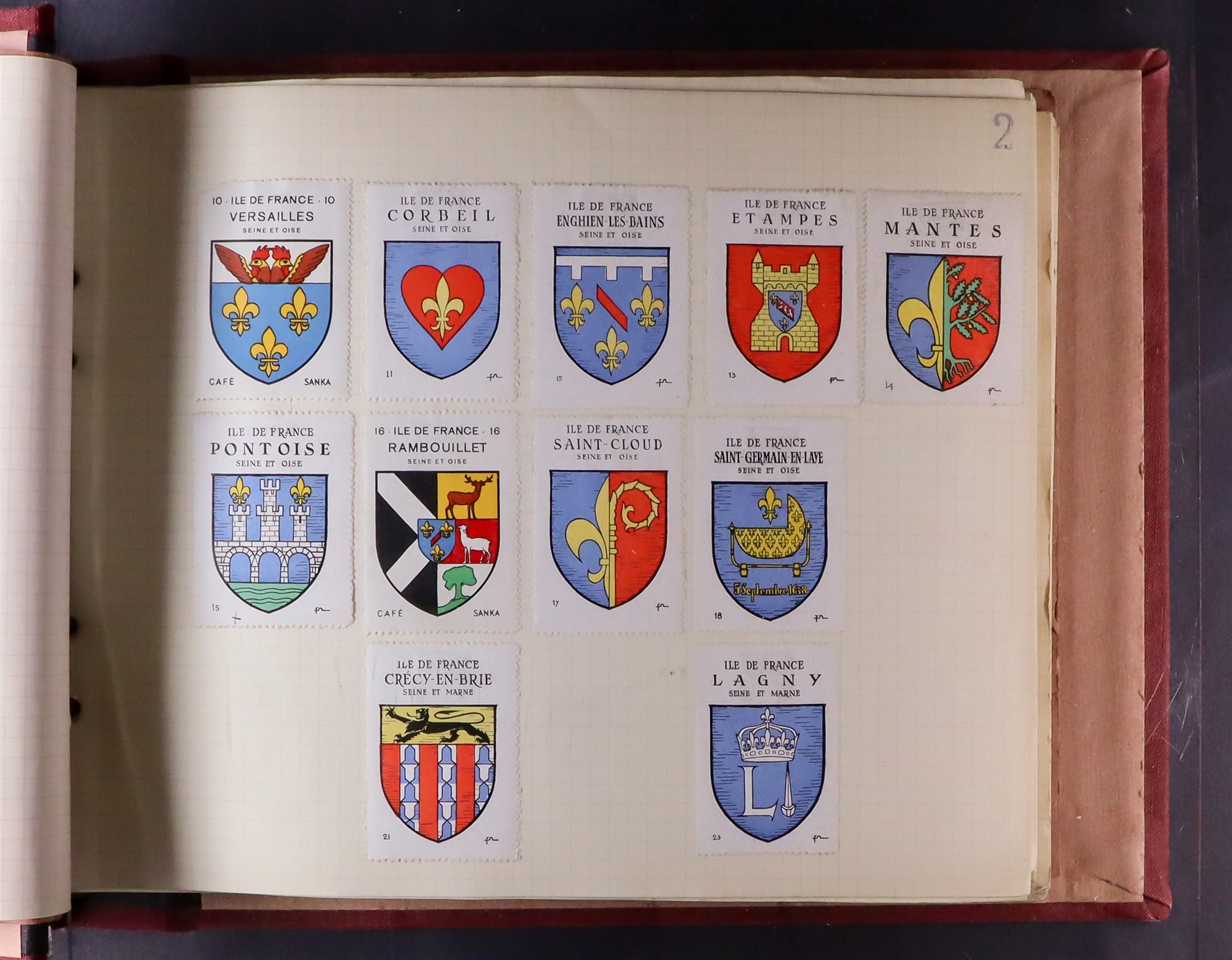 FRANCE HERALDRY POSTER STAMPS. Old binder with collection of (circa) 1913 poster stamps depicting - Image 2 of 7